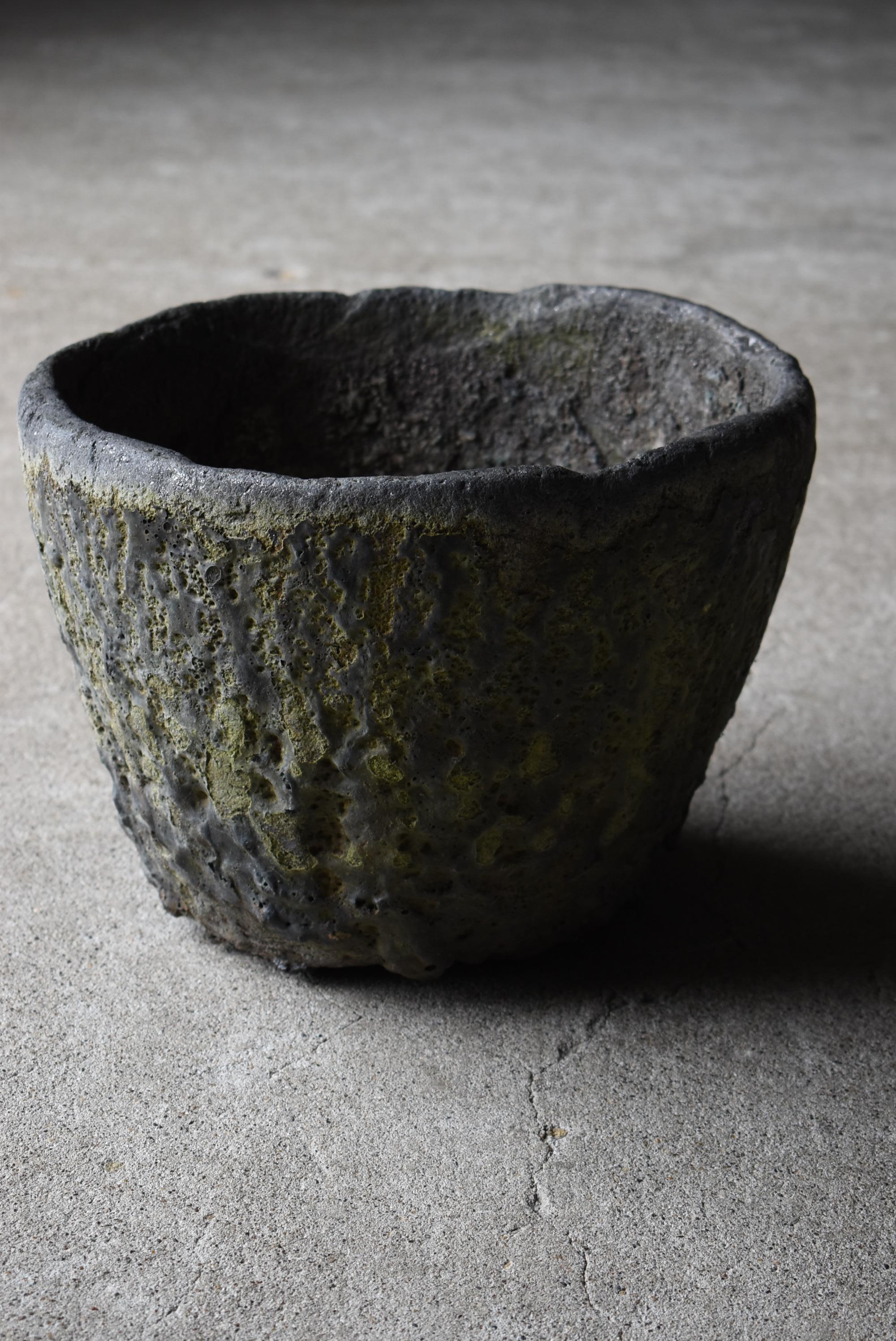 Showa Japanese Antique Crucible 1920s-1940s / Melting Pot Flower Vase Wabi Sabi