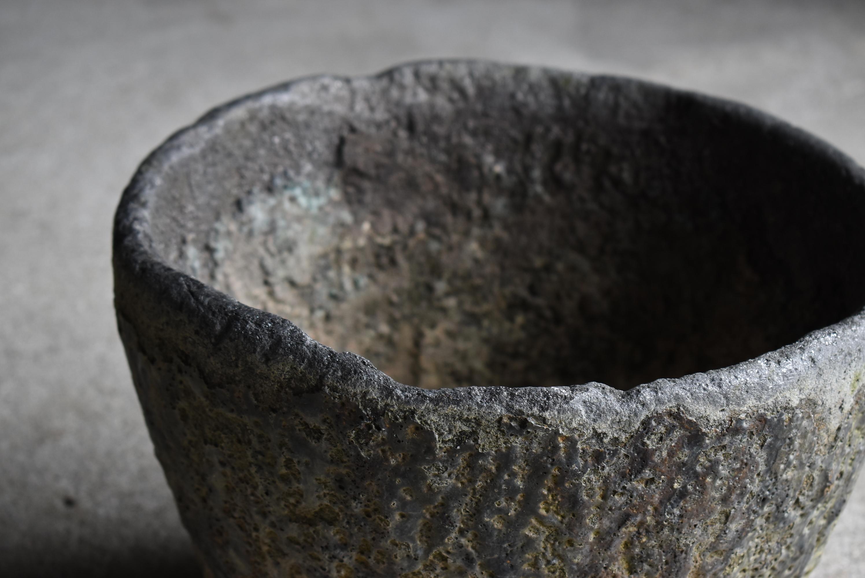 Japanned Japanese Antique Crucible 1920s-1940s / Melting Pot Flower Vase Wabi Sabi