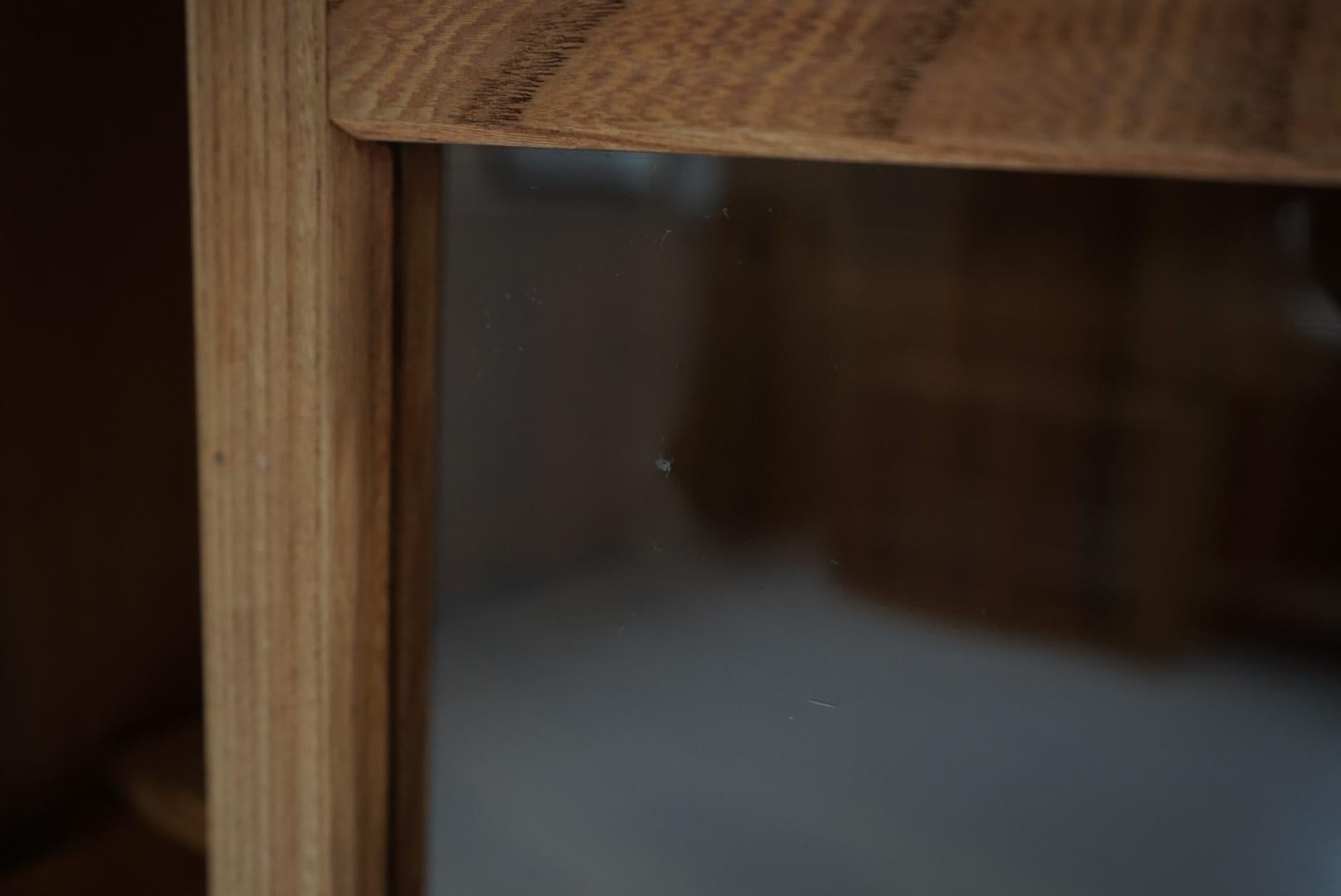 Japanese Antique Cupboard Glass sliding door storage shelf Japandi For Sale 5