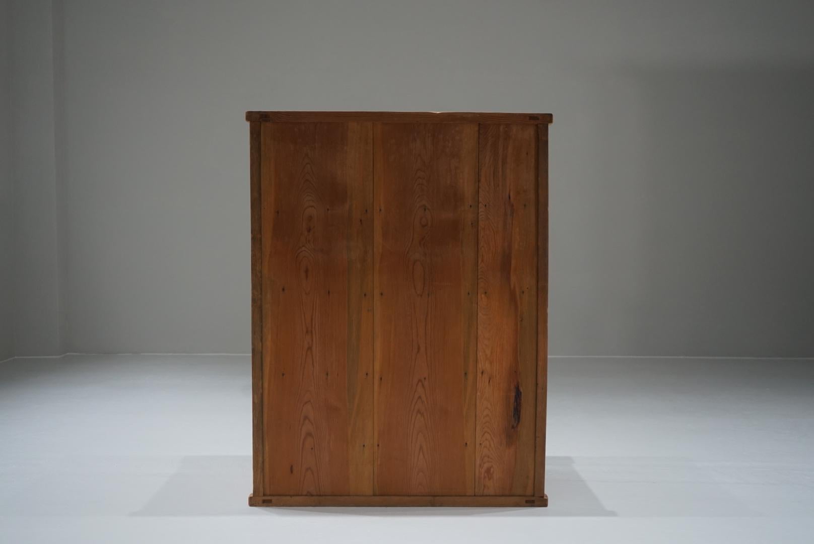 Japanese Antique Cupboard Glass sliding door storage shelf Japandi For Sale 14