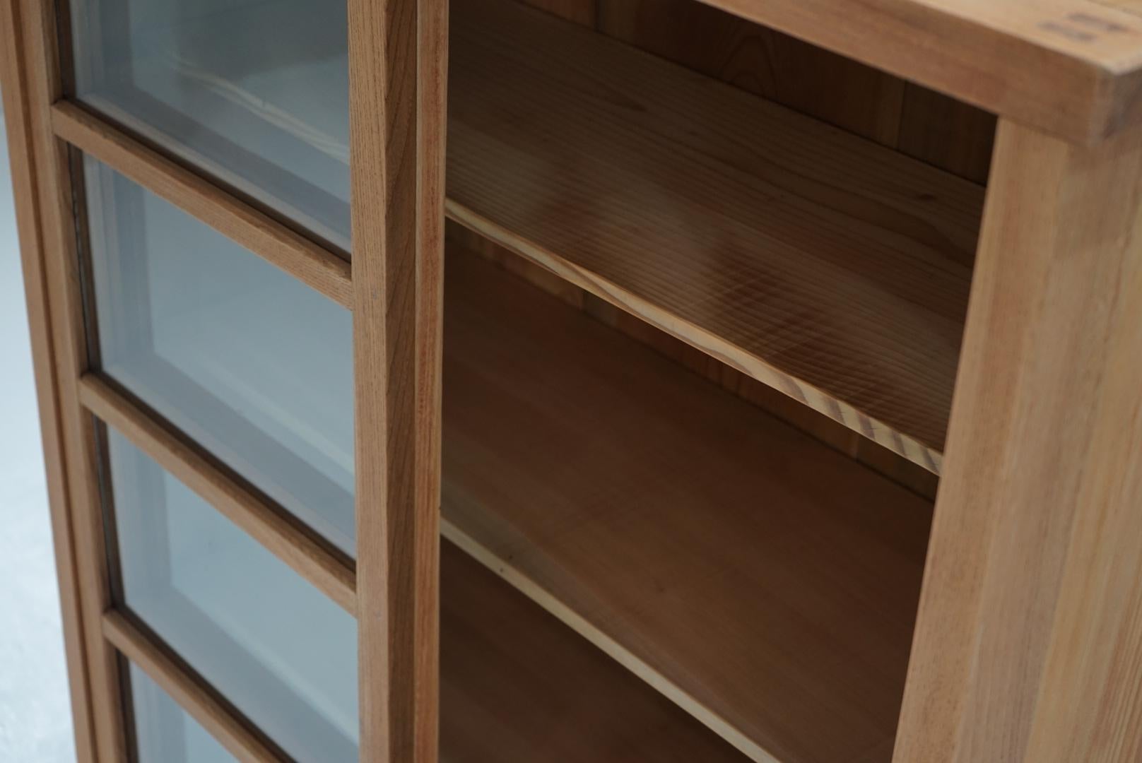 Japanese Antique Cupboard Glass sliding door storage shelf Japandi For Sale 1