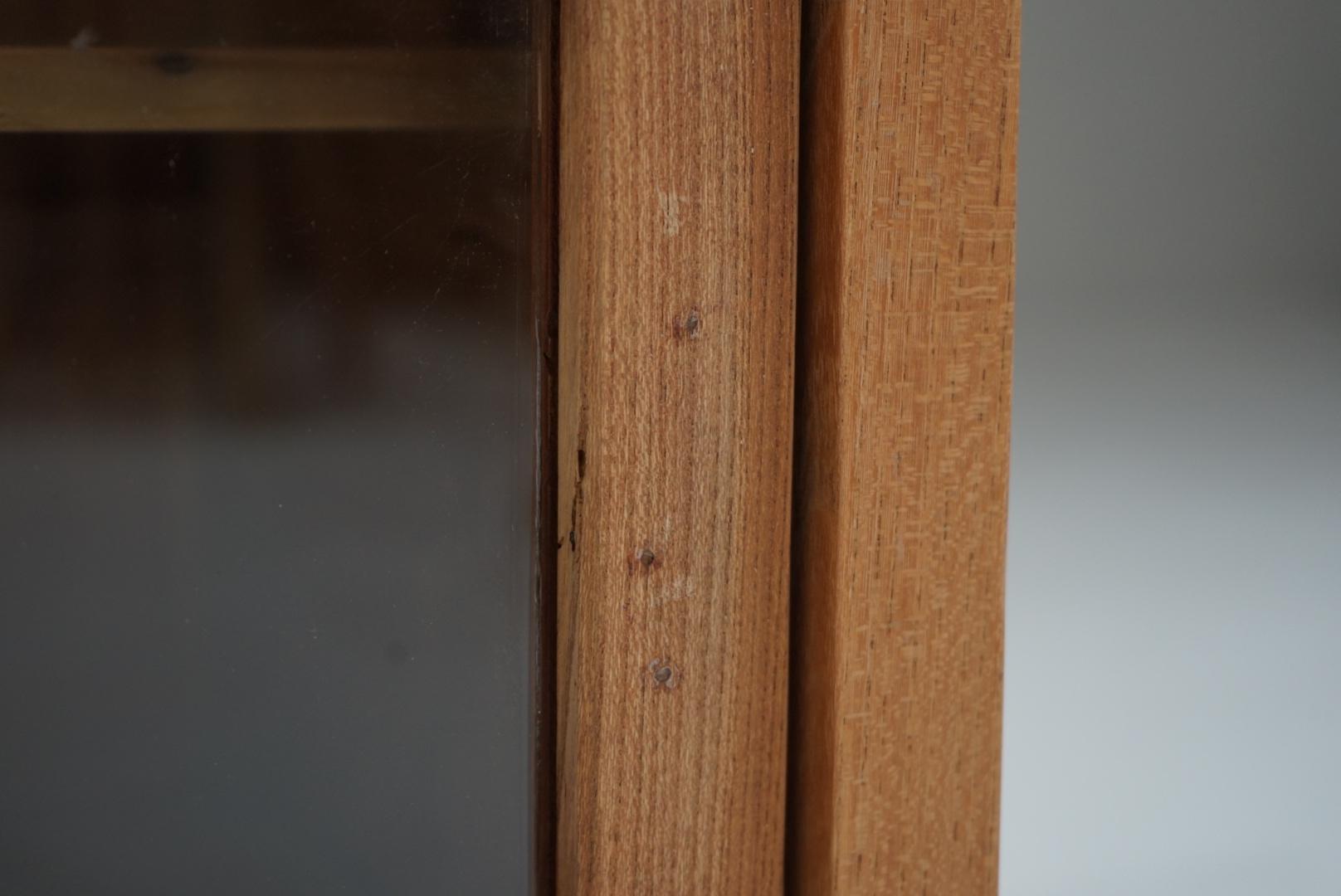Japanese Antique Cupboard Glass sliding door storage shelf Japandi For Sale 3