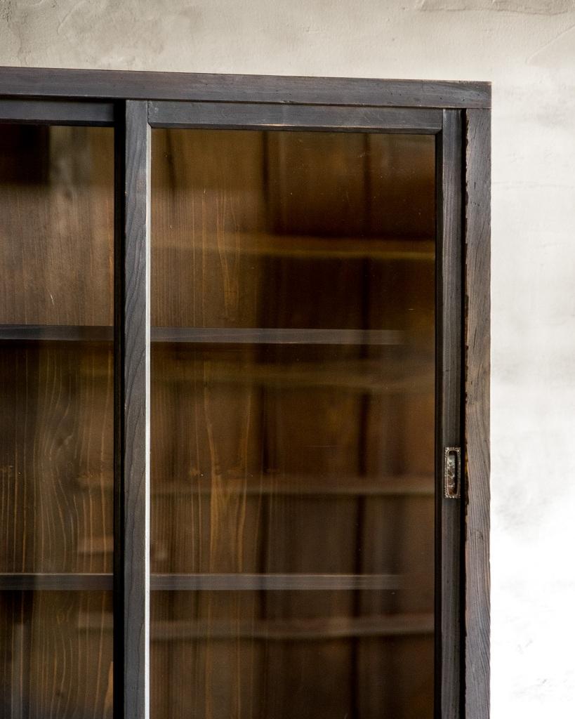 Wood Japanese Antique Cupboard with Black Finish, Early Showa Period '1926-' For Sale
