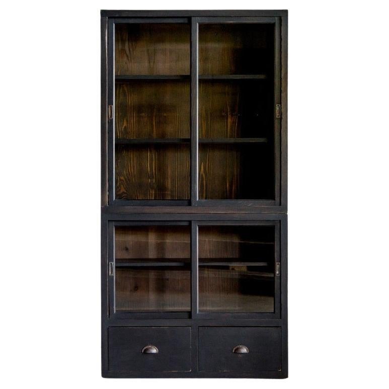 Japanese Antique Cupboard with Black Finish, Early Showa Period '1926-'