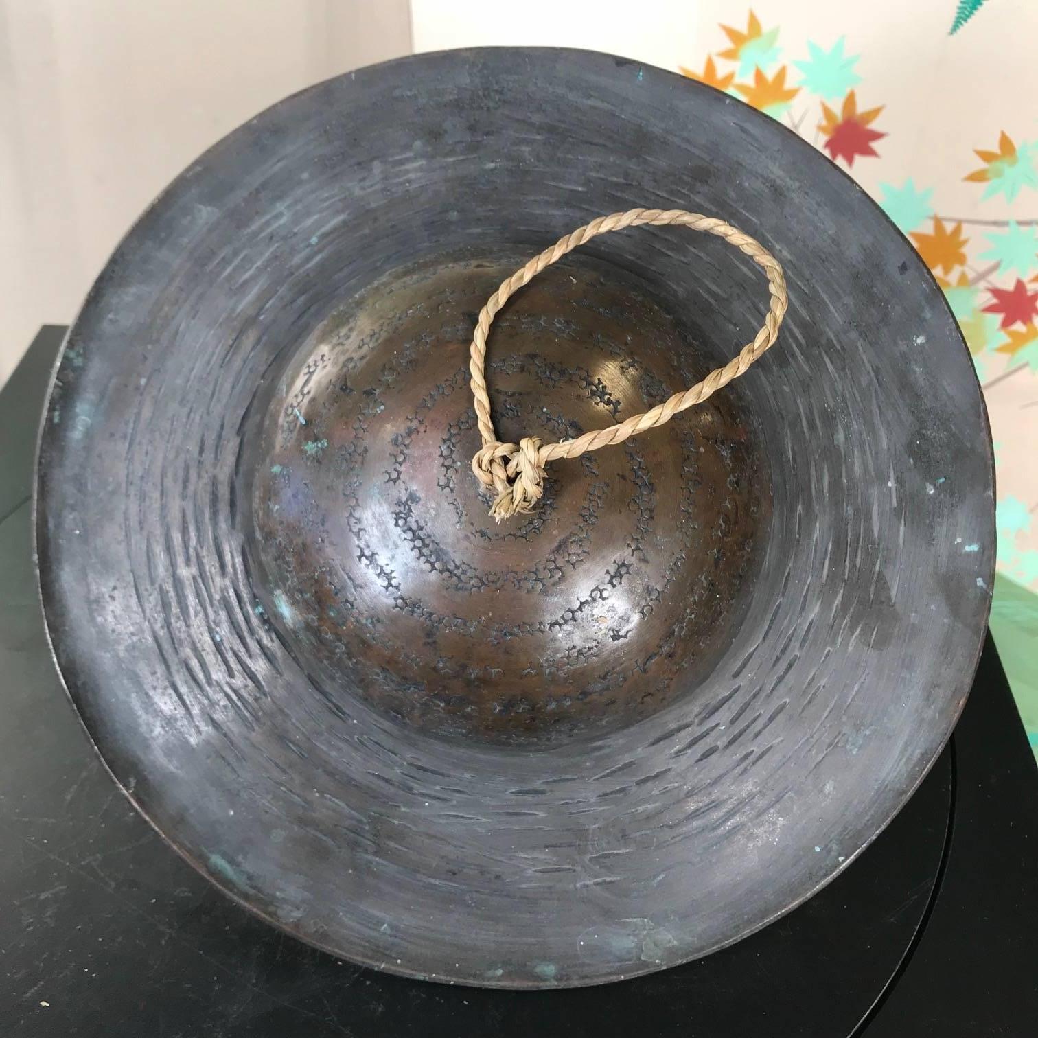 Japanese Antique Cymbals Hand Cast Bronze, 19th Century 3