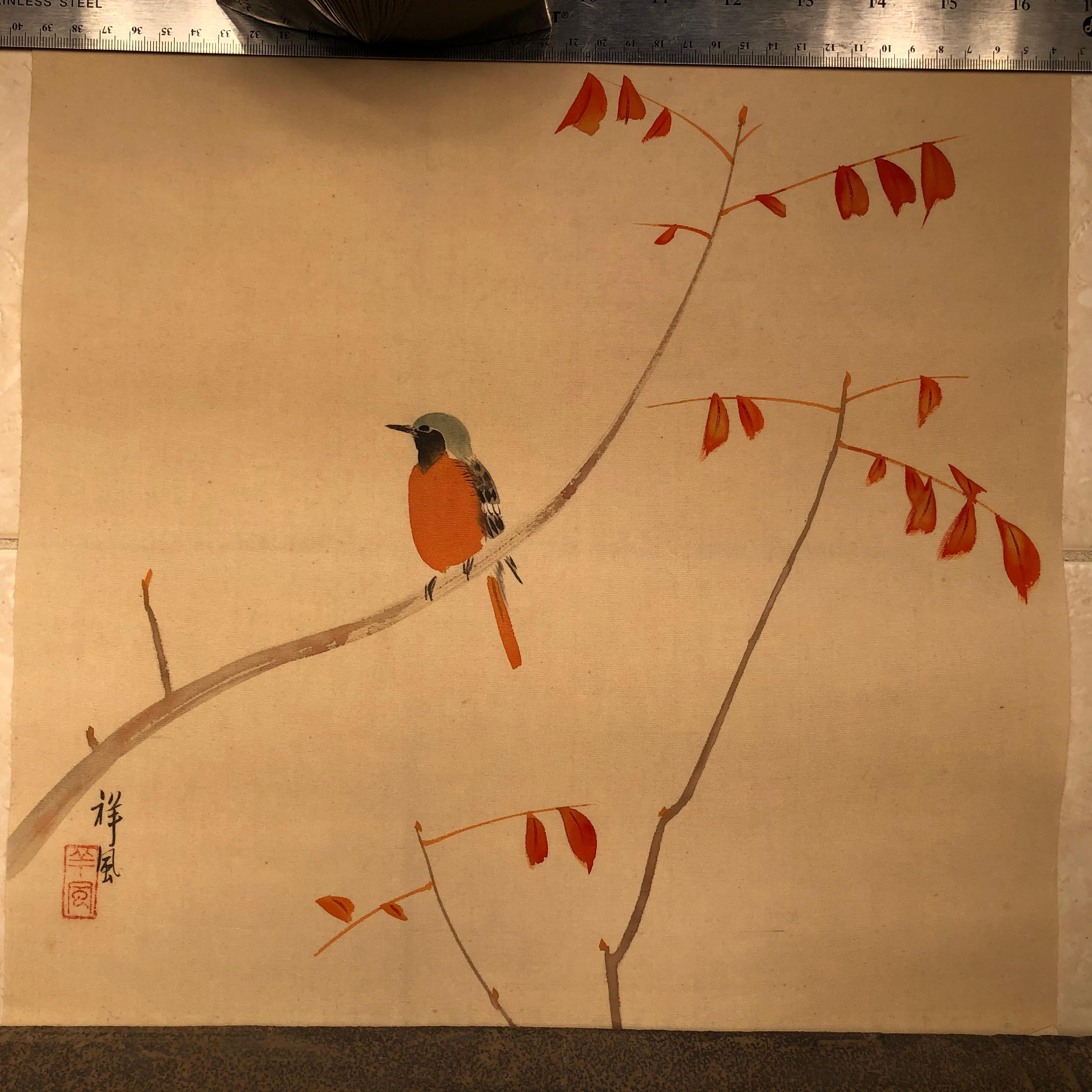 japanese bird painting on silk