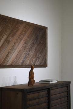 Japanese Antique Diagonal Cedar Wall Panel 1920s-1940s / Abstract Art Wabisabi