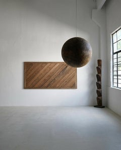 Japanese Antique Diagonal Cedar Wall Panel 1920s-1940s / Abstract Art Wabisabi