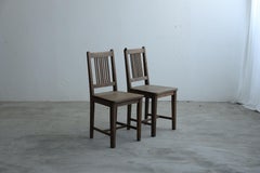 Japanische antike japanische Esszimmerstühle, 2er-Set, primitiver Holzstuhl, Wabi-Sabi