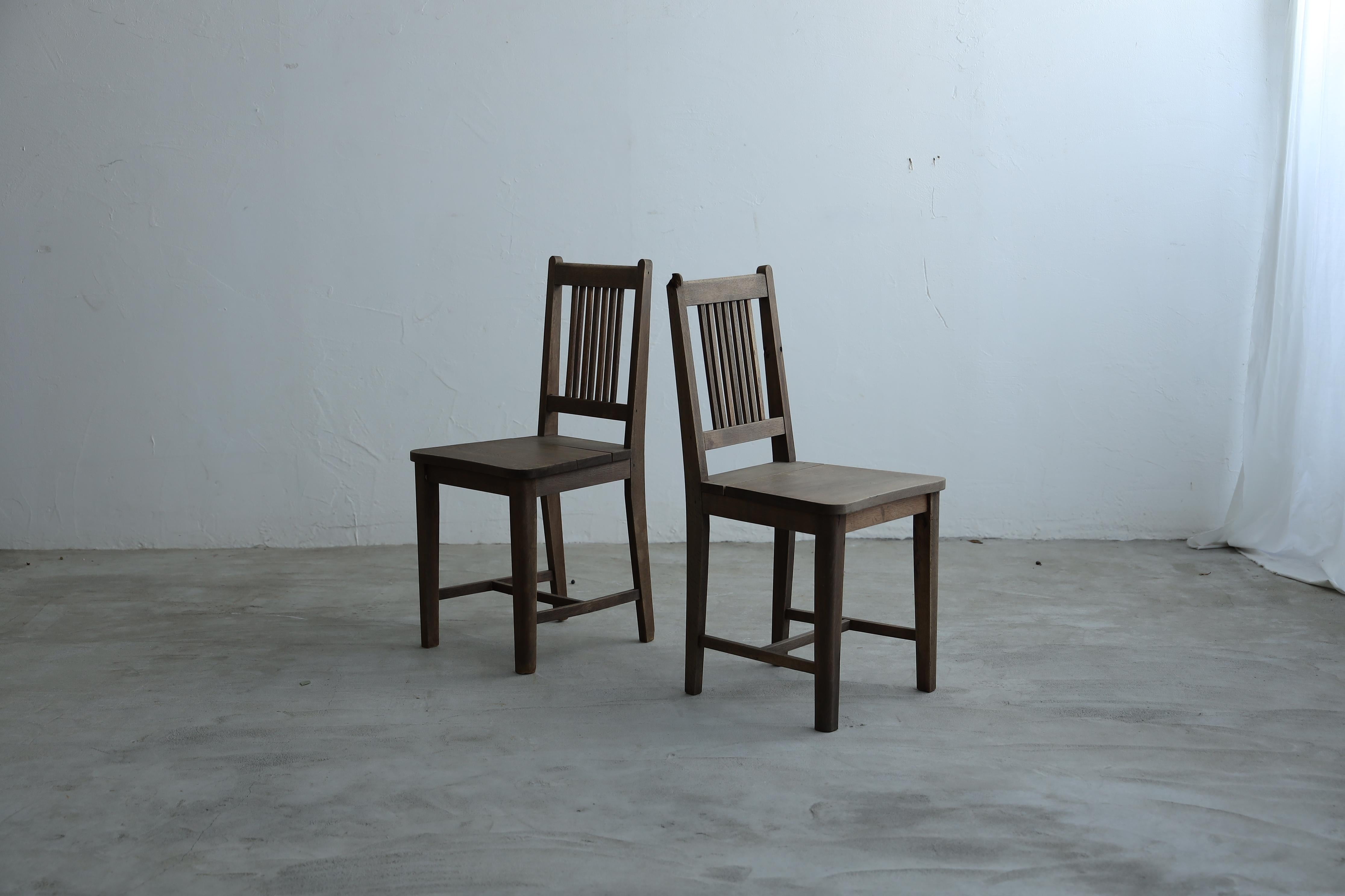Taisho Sedie da pranzo antiche giapponesi, set di 2, sedia in legno primitiva, Wabi-Sabi in vendita