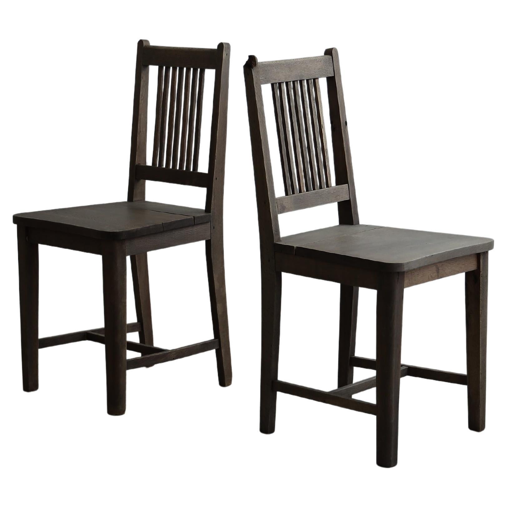 Japanese Antique Dining Chairs, set of 2, Primitive Wooden Chair, Wabi-Sabi