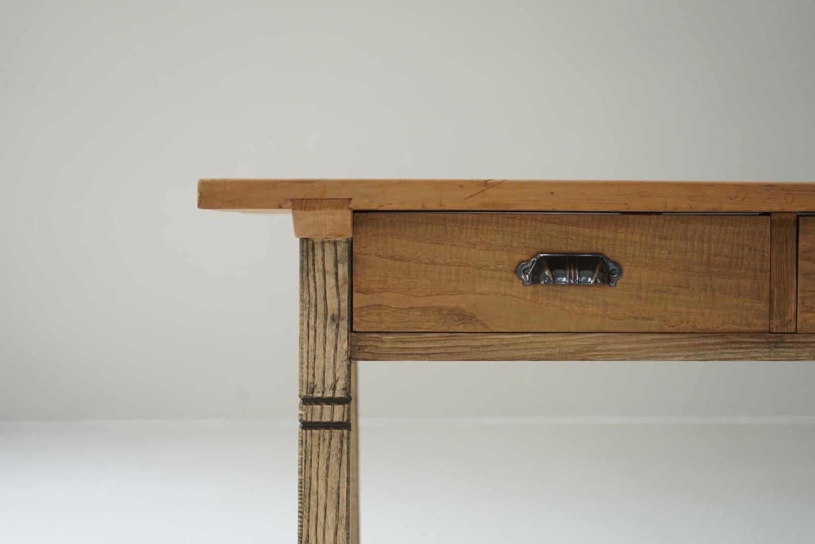 Japanese Antique Dining Table Desk Primitive Japandi For Sale 4