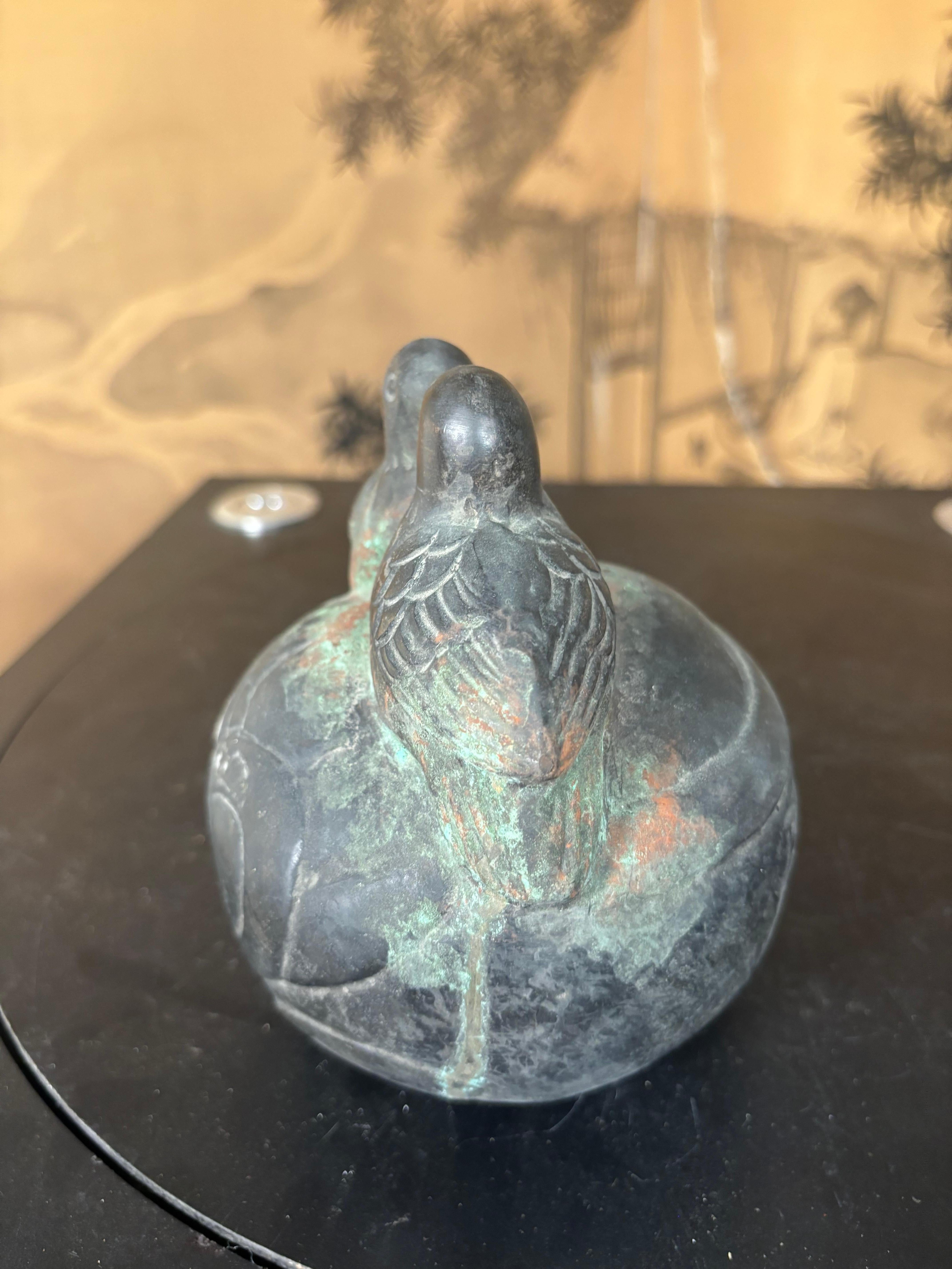 XIXe siècle Cloche de temple shintoïste japonaise ancienne en bronze coulé à la main 