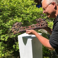 Japanese Dragon Temple Sculpture, Hand Carved and Hand Polychromed, 19th Century