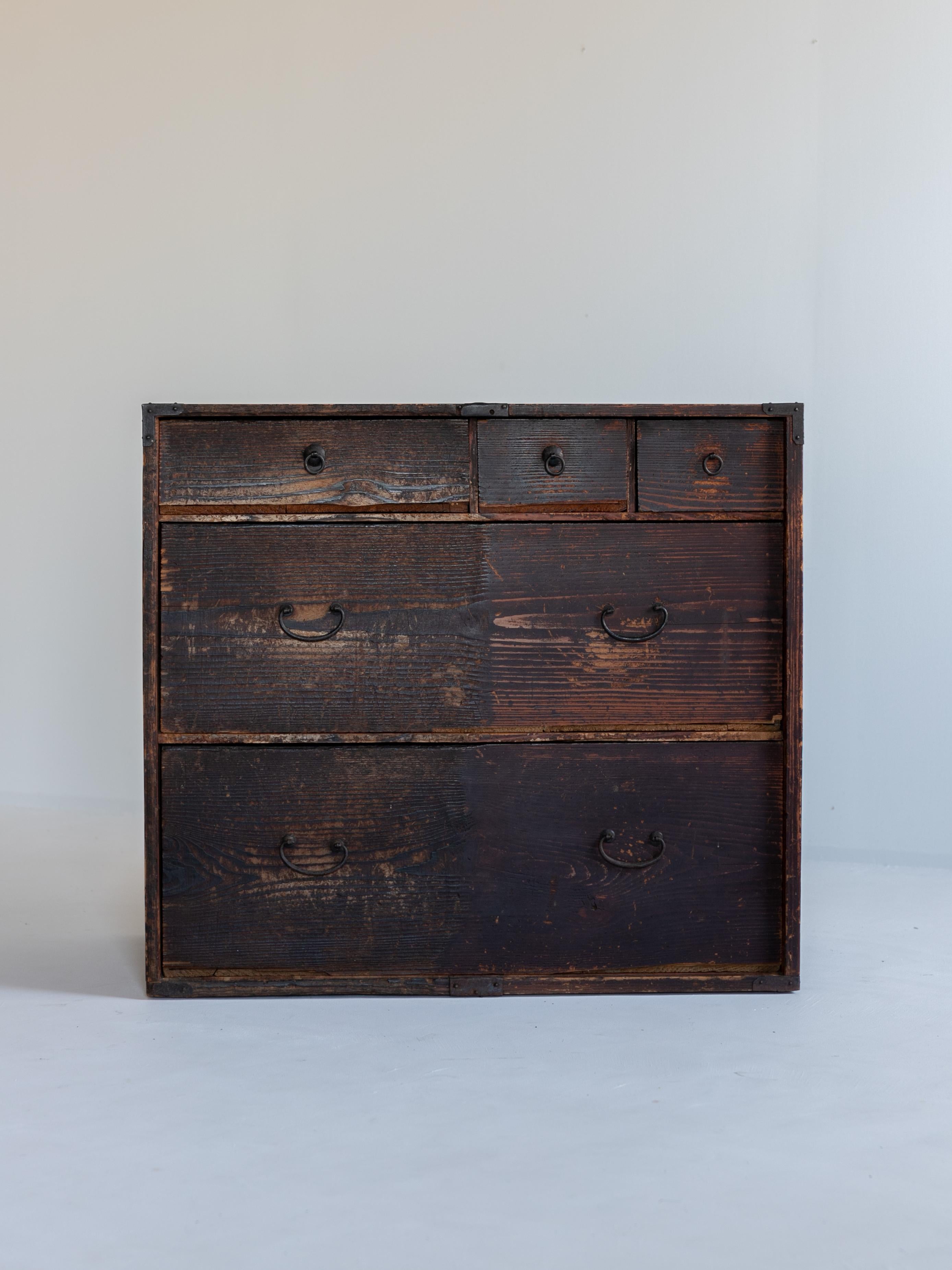 Meiji Japanese Antique Drawer 1860s-1900s / Cabinet Wabi Sabi Storage Tansu