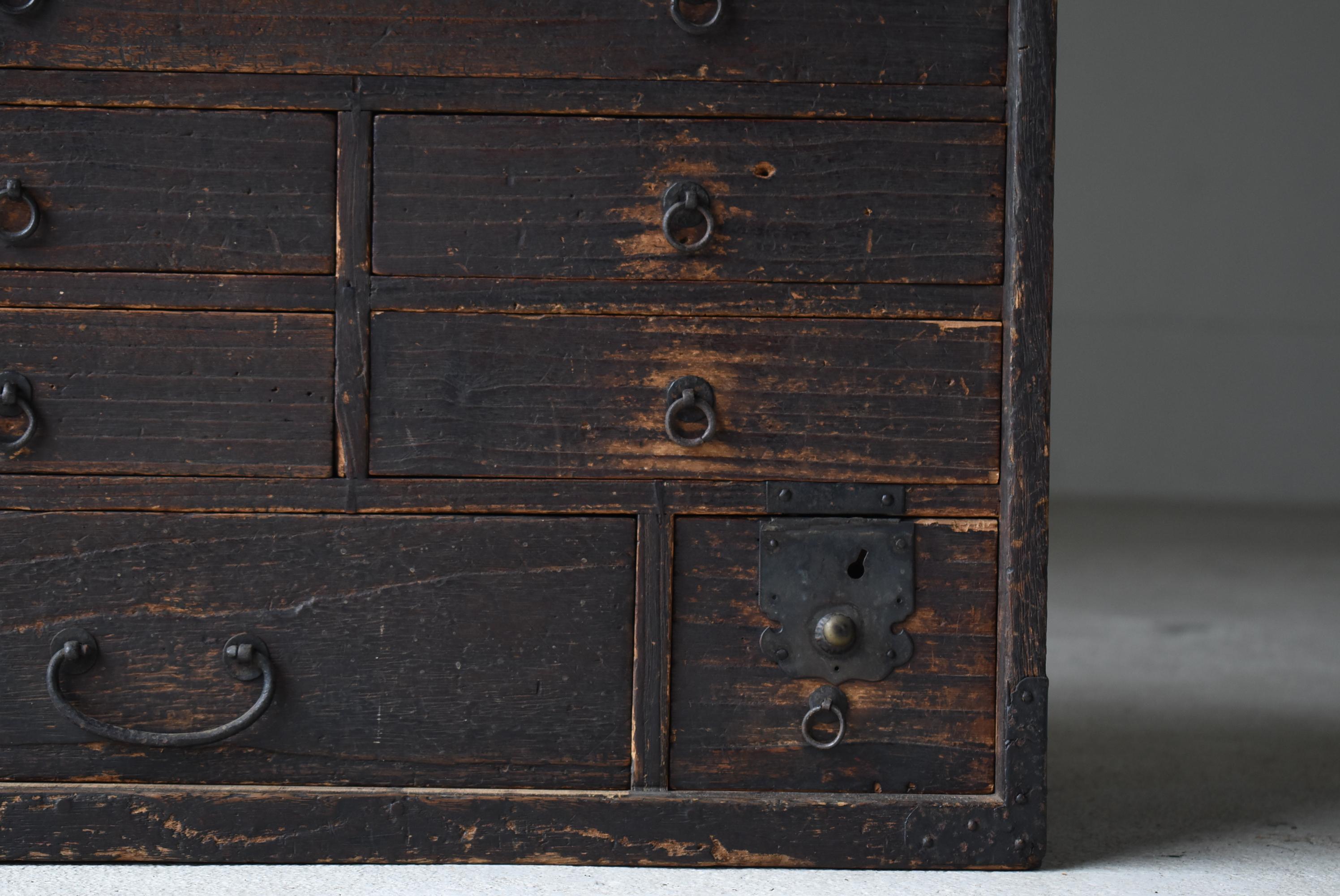 Wood Japanese Antique Drawer 1860s-1900s / Chests of Drawers Wabi Sabi Storage Tansu