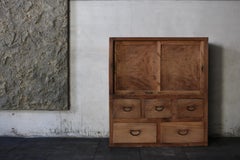 Japanese Antique Drawer 1860s-1900s natural color/ Tansu Storage Wabisabi