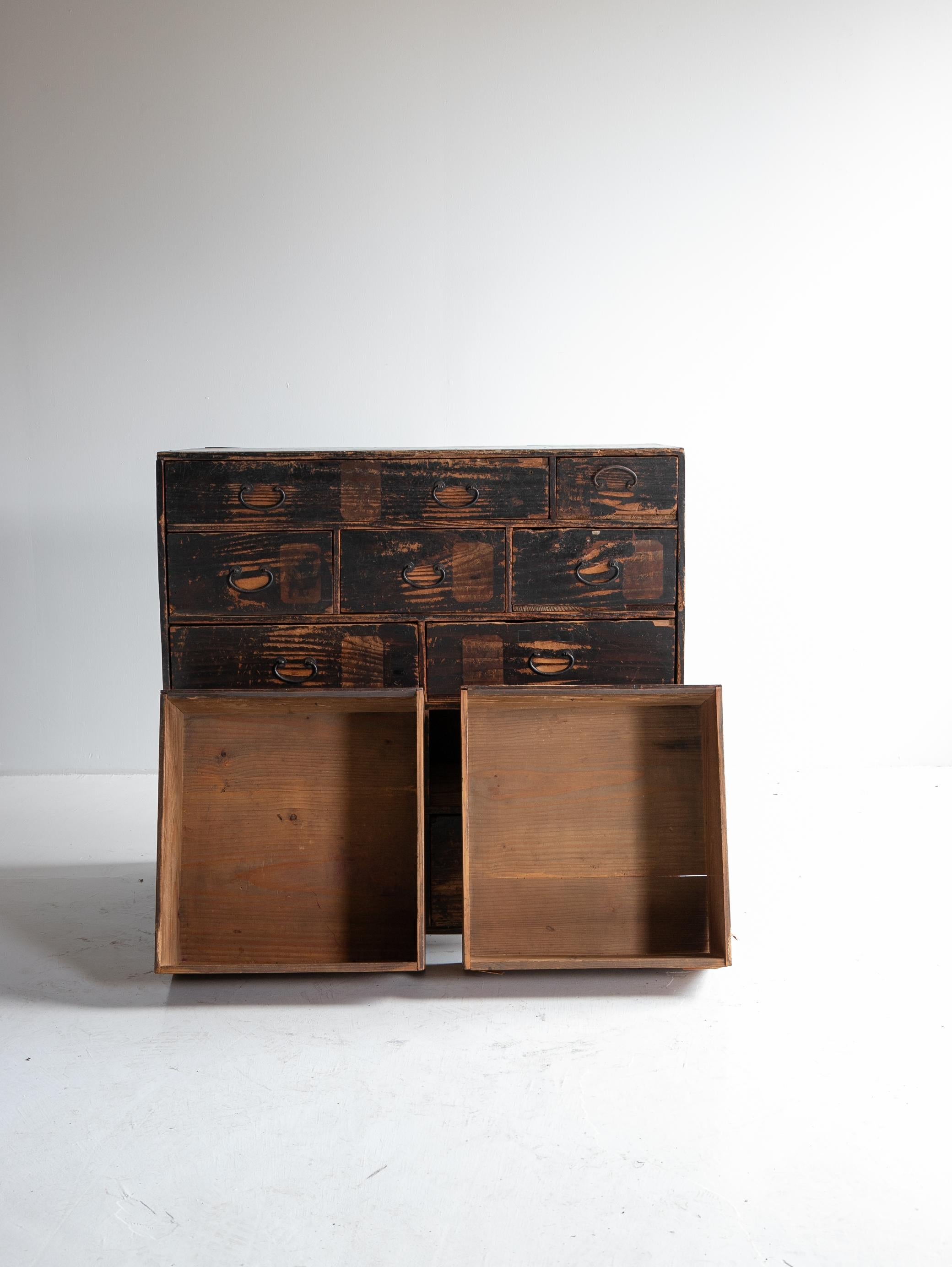 Cajón Antiguo Japonés Años 1860-1900 / Almacenamiento Tansu Wabisabi en venta 5