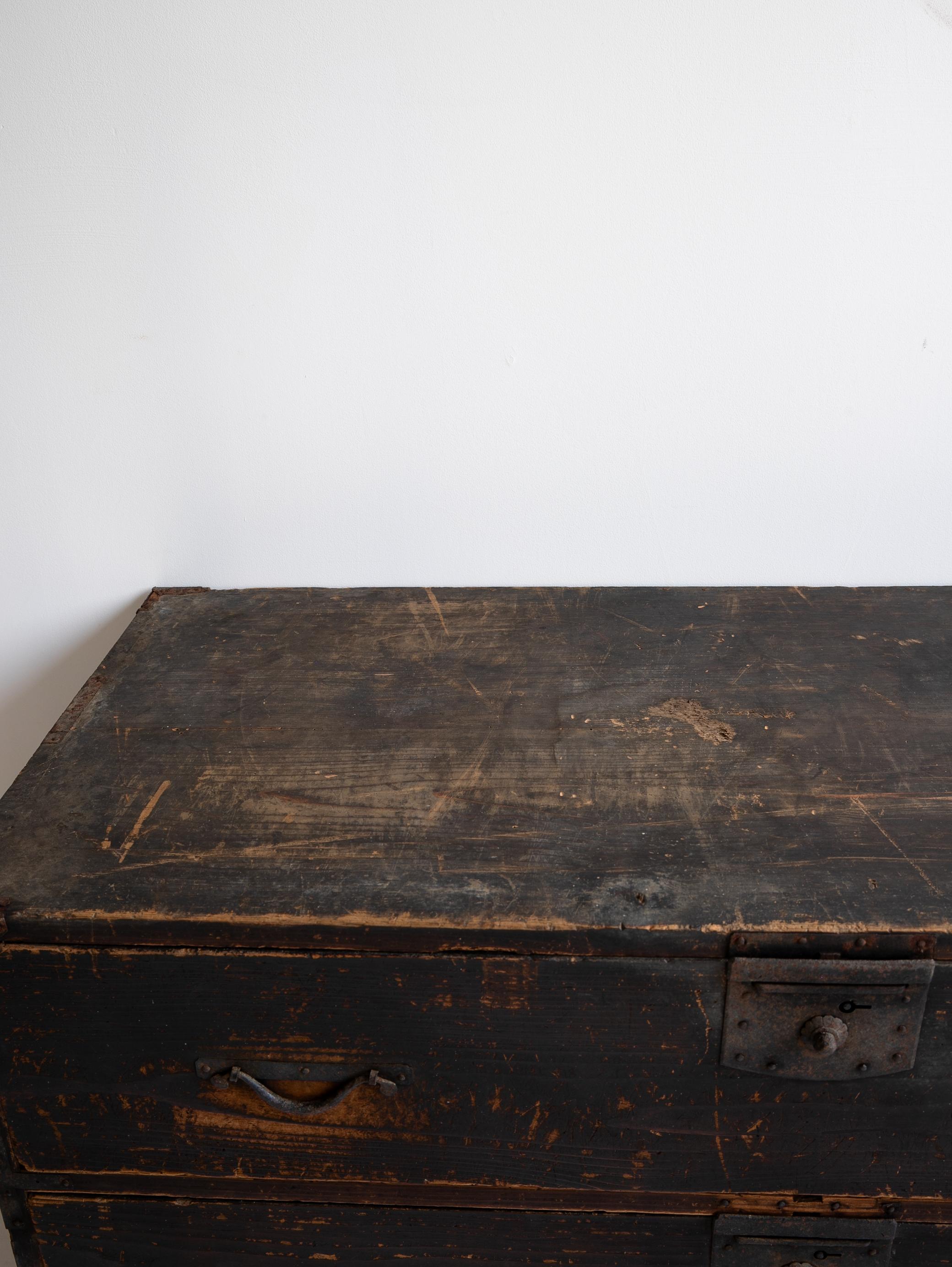 Cajón Antiguo Japonés Años 1860-1900 / Almacenamiento Tansu Wabisabi 7