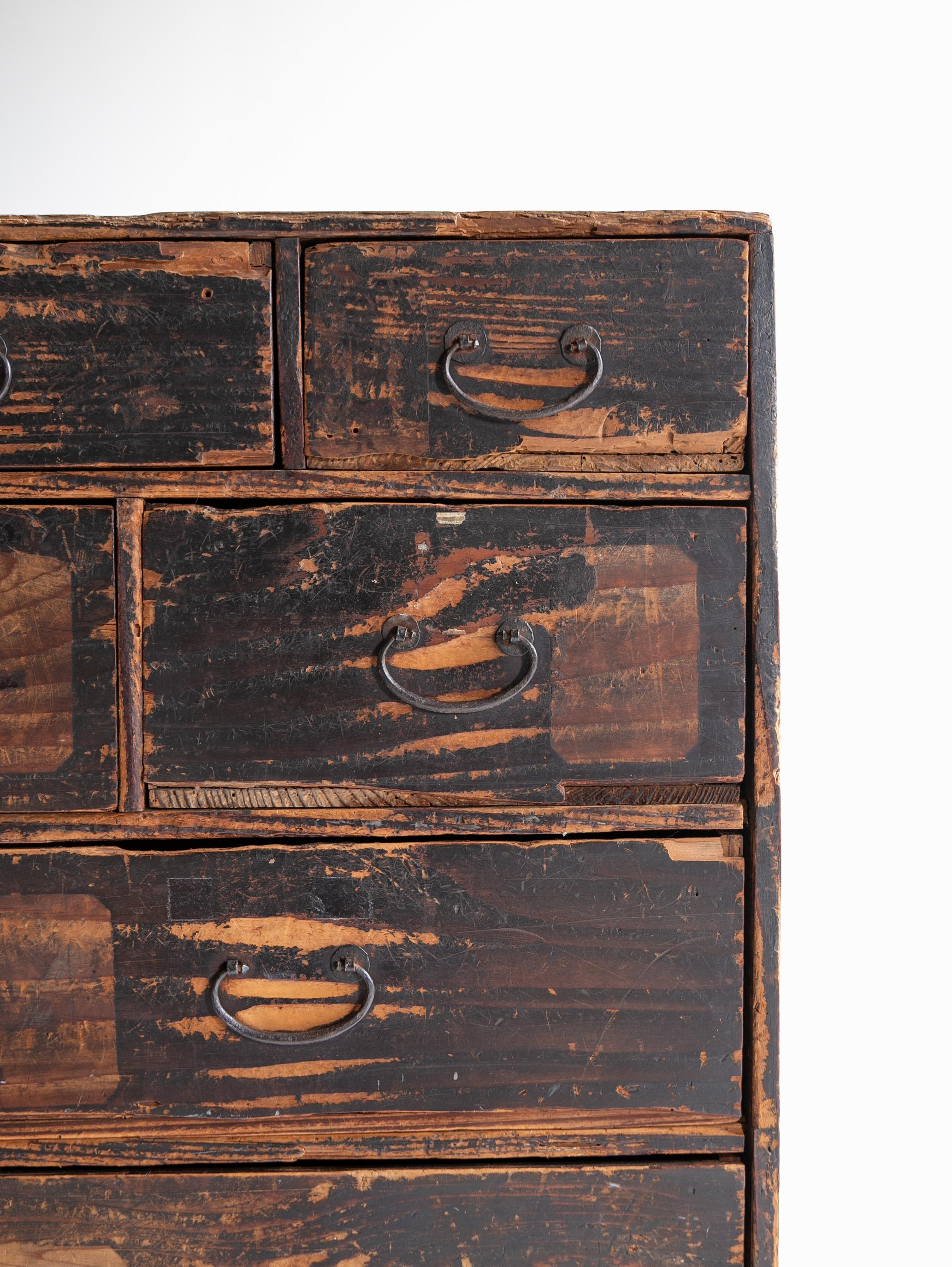 Cajón Antiguo Japonés Años 1860-1900 / Almacenamiento Tansu Wabisabi en venta 7