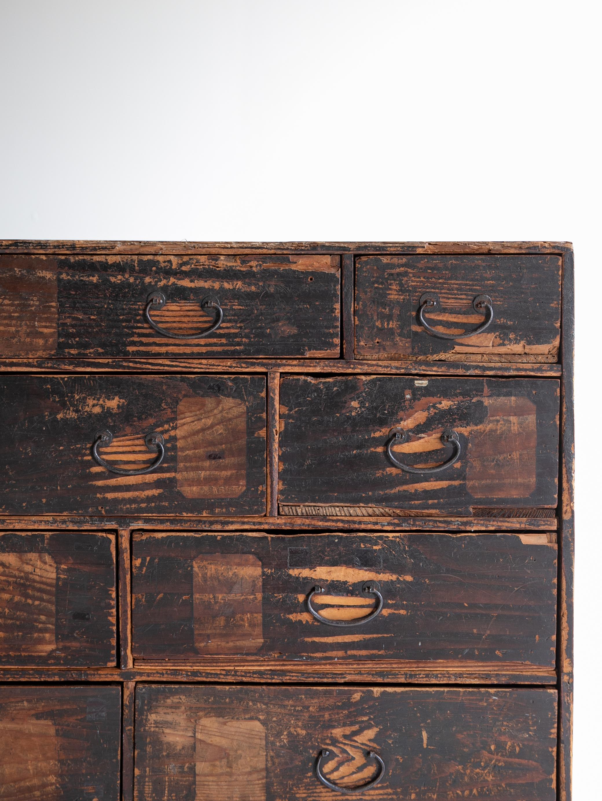 Cajón Antiguo Japonés Años 1860-1900 / Almacenamiento Tansu Wabisabi Cedro en venta