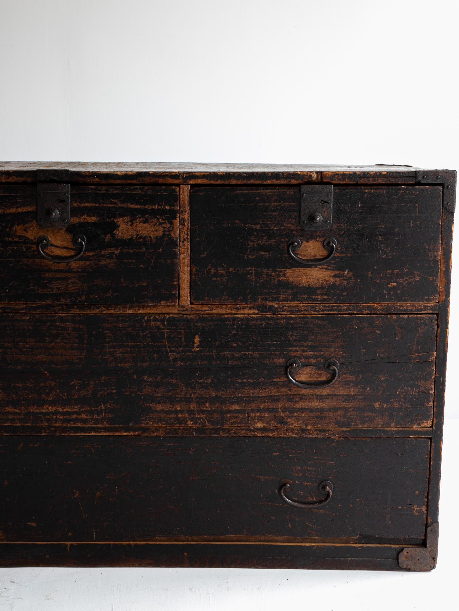 Antike japanische Schublade 1860er-1900er Jahre / Aufbewahrung Tansu Wabisabi im Angebot 1