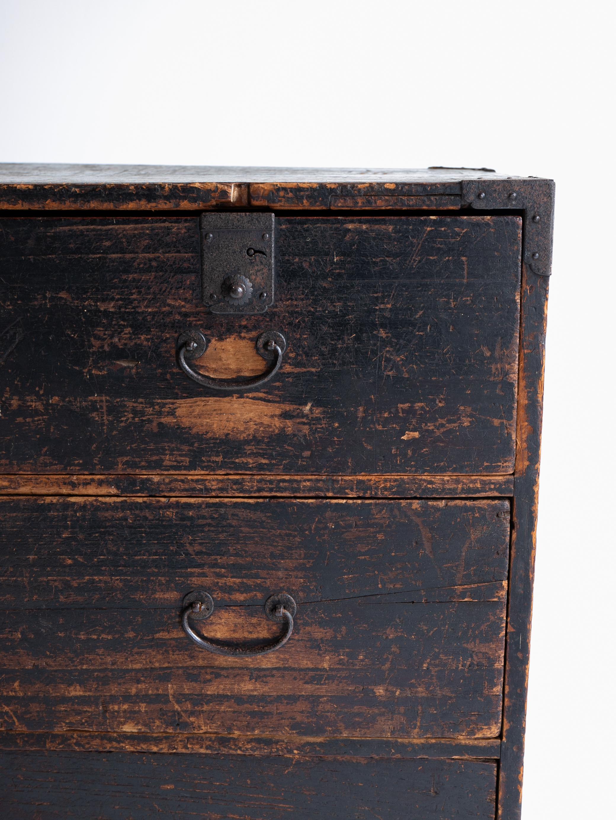 Antike japanische Schublade 1860er-1900er Jahre / Aufbewahrung Tansu Wabisabi im Angebot 2