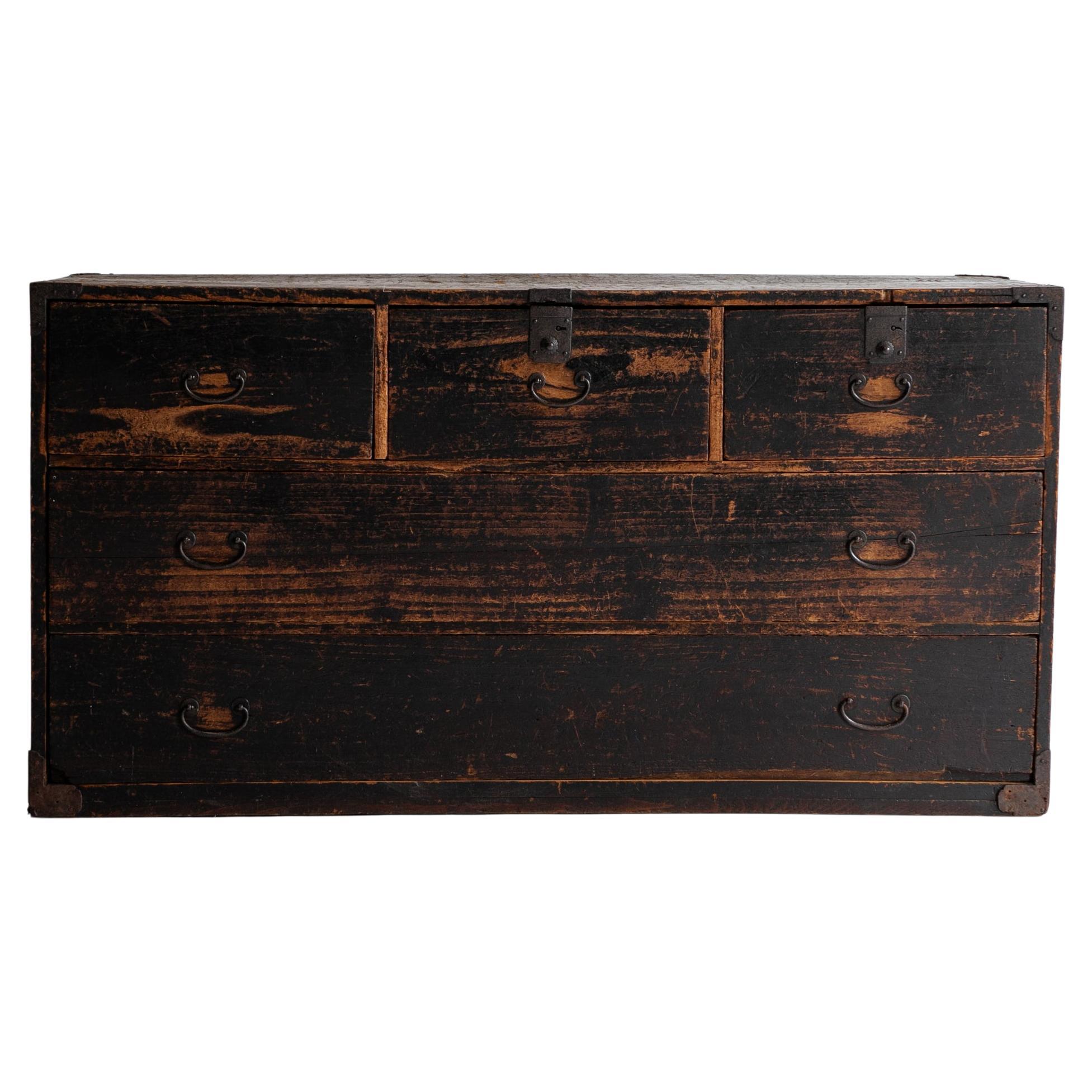 Cajón Antiguo Japonés Años 1860-1900 / Almacenamiento Tansu Wabisabi