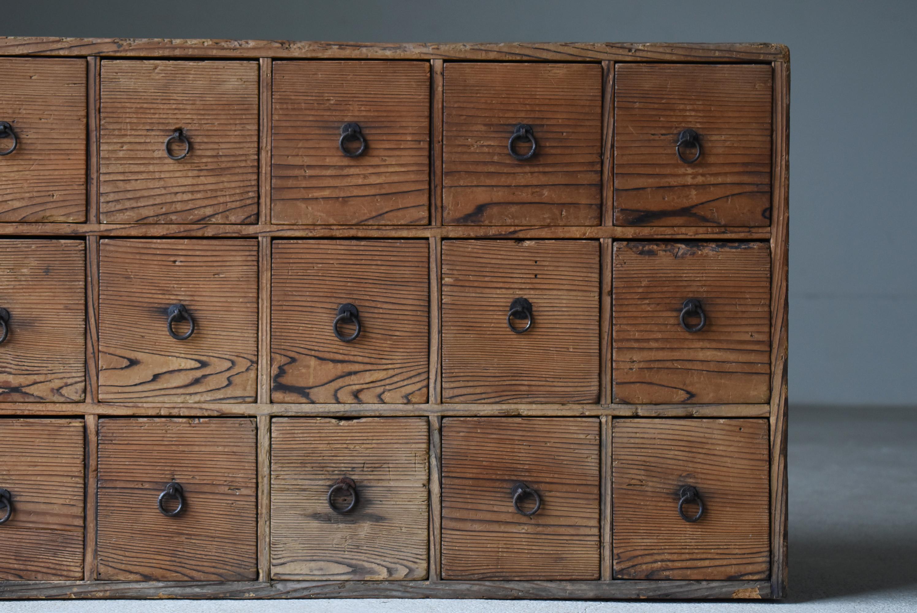 Cedar Japanese Antique Drawer 1860s-1900s / Tansu Cabinet Sideboard Wabi Sabi