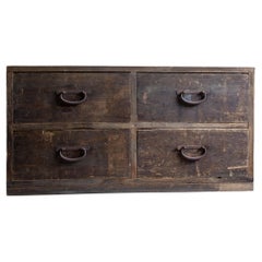 1860s-1920s Japanese antique rustic wabi sabi mid tansu chest of drawers