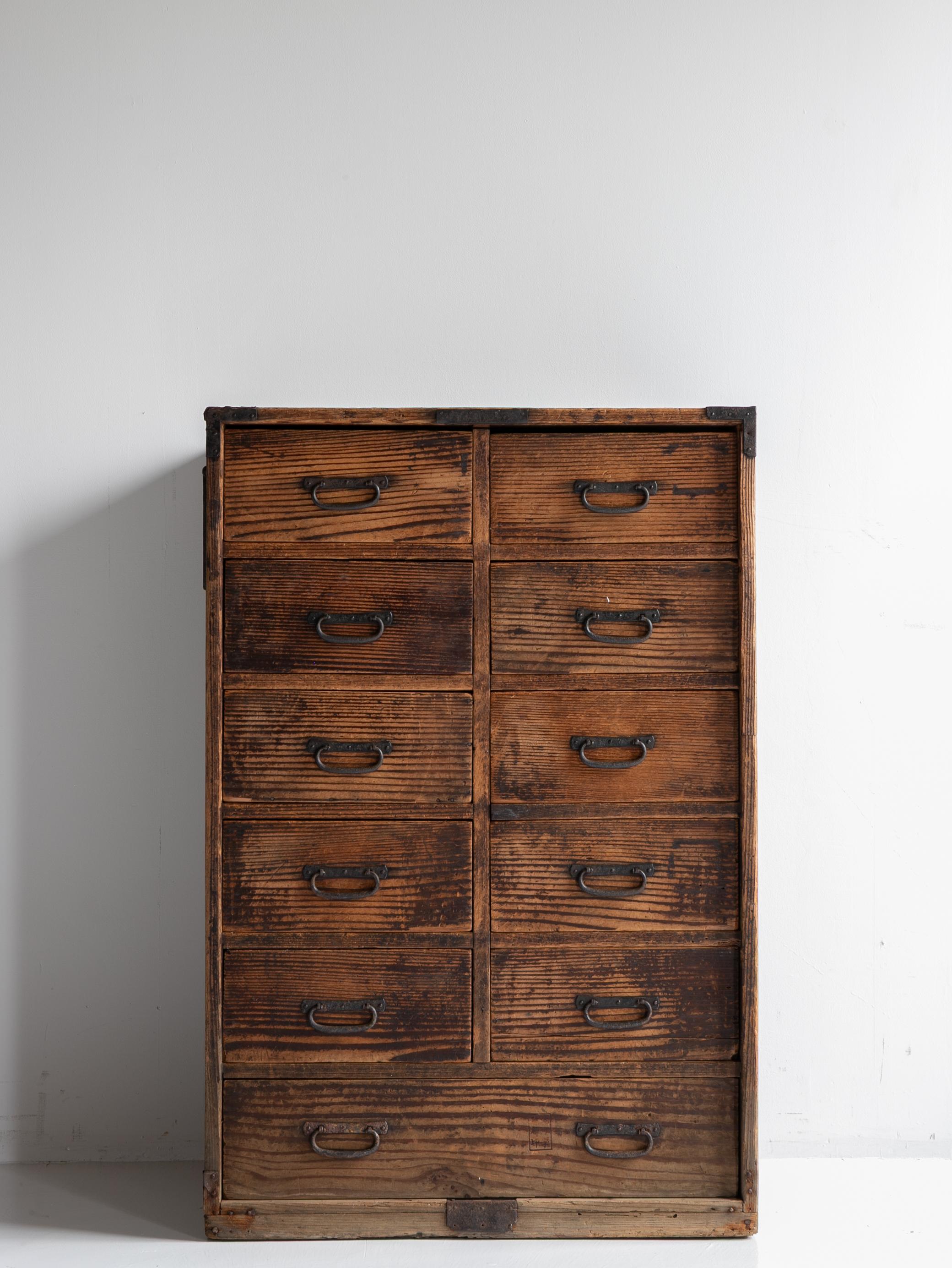 Woodwork Japanese Antique Drawer 1860s-1920s / Sideboard Wabi Sabi For Sale