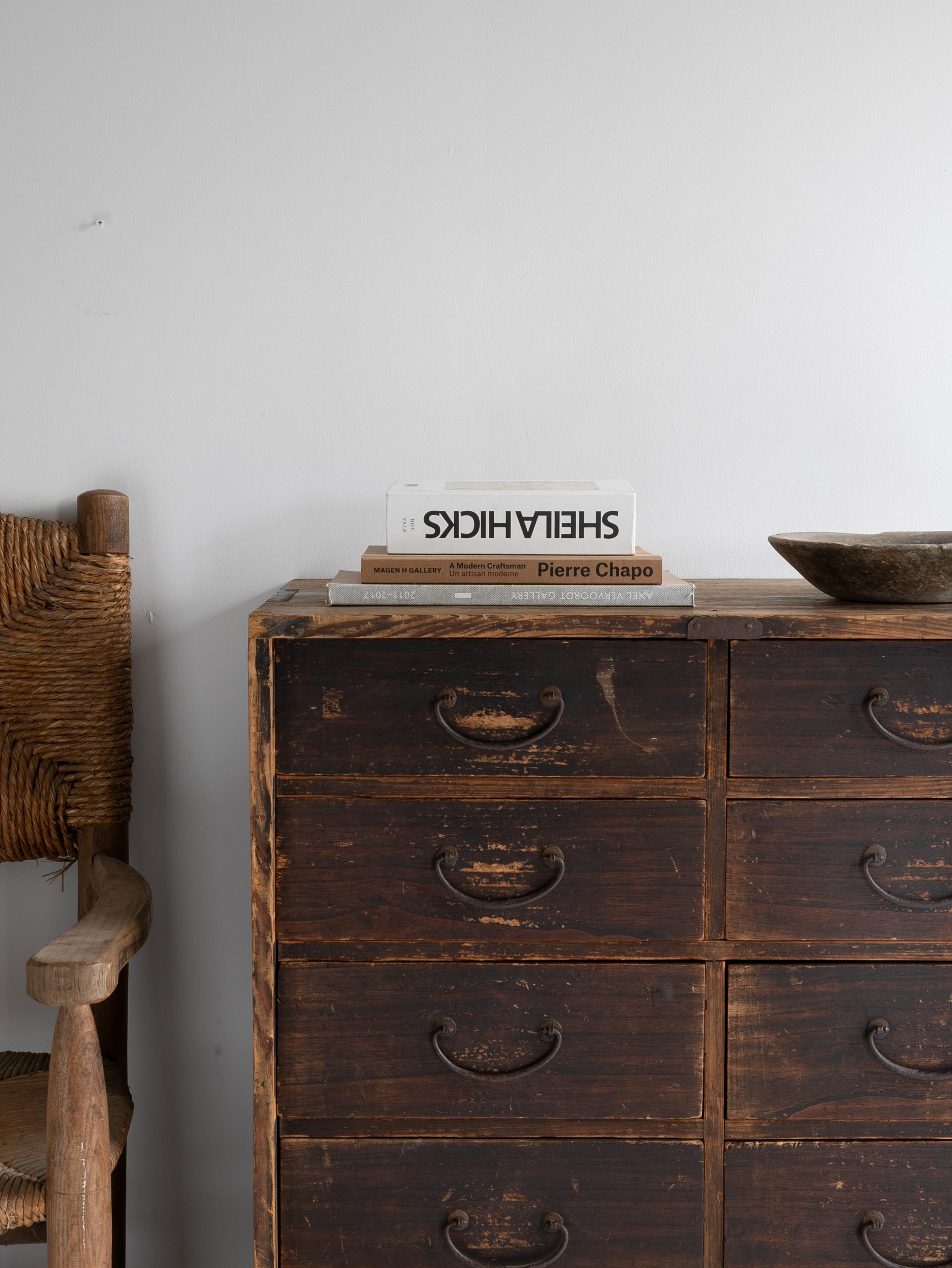 Woodwork Japanese Antique Drawer 1860s-1920s / Sideboard Wabi Sabi For Sale