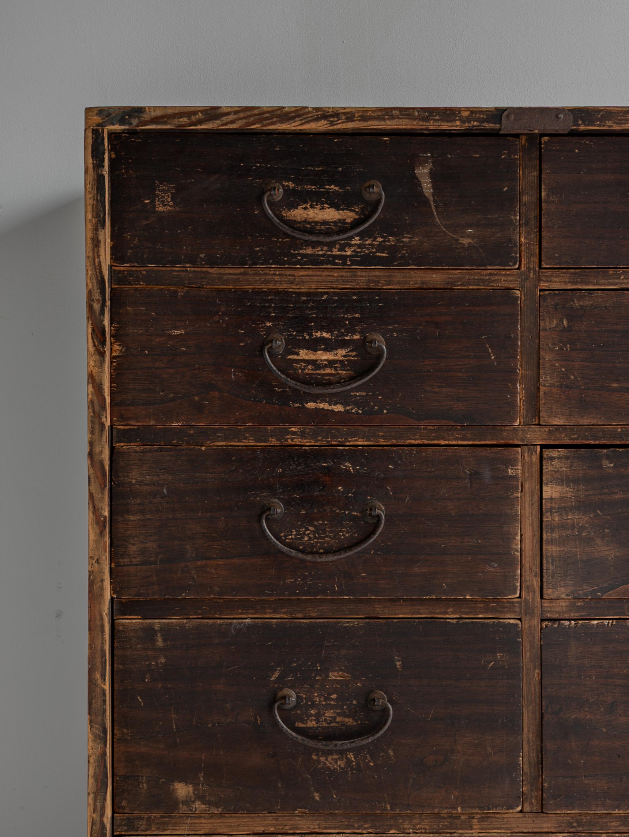 Iron Japanese Antique Drawer 1860s-1920s / Sideboard Wabi Sabi For Sale