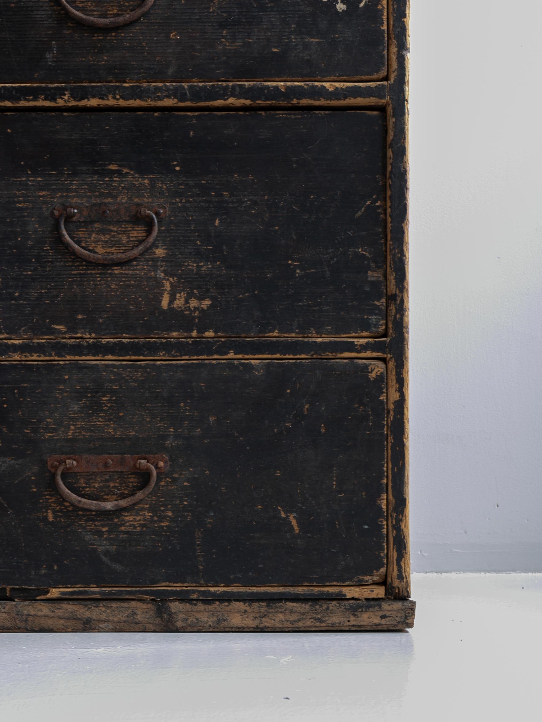 Iron Japanese Antique Drawer 1860s-1920s / Sideboard Wabi Sabi For Sale