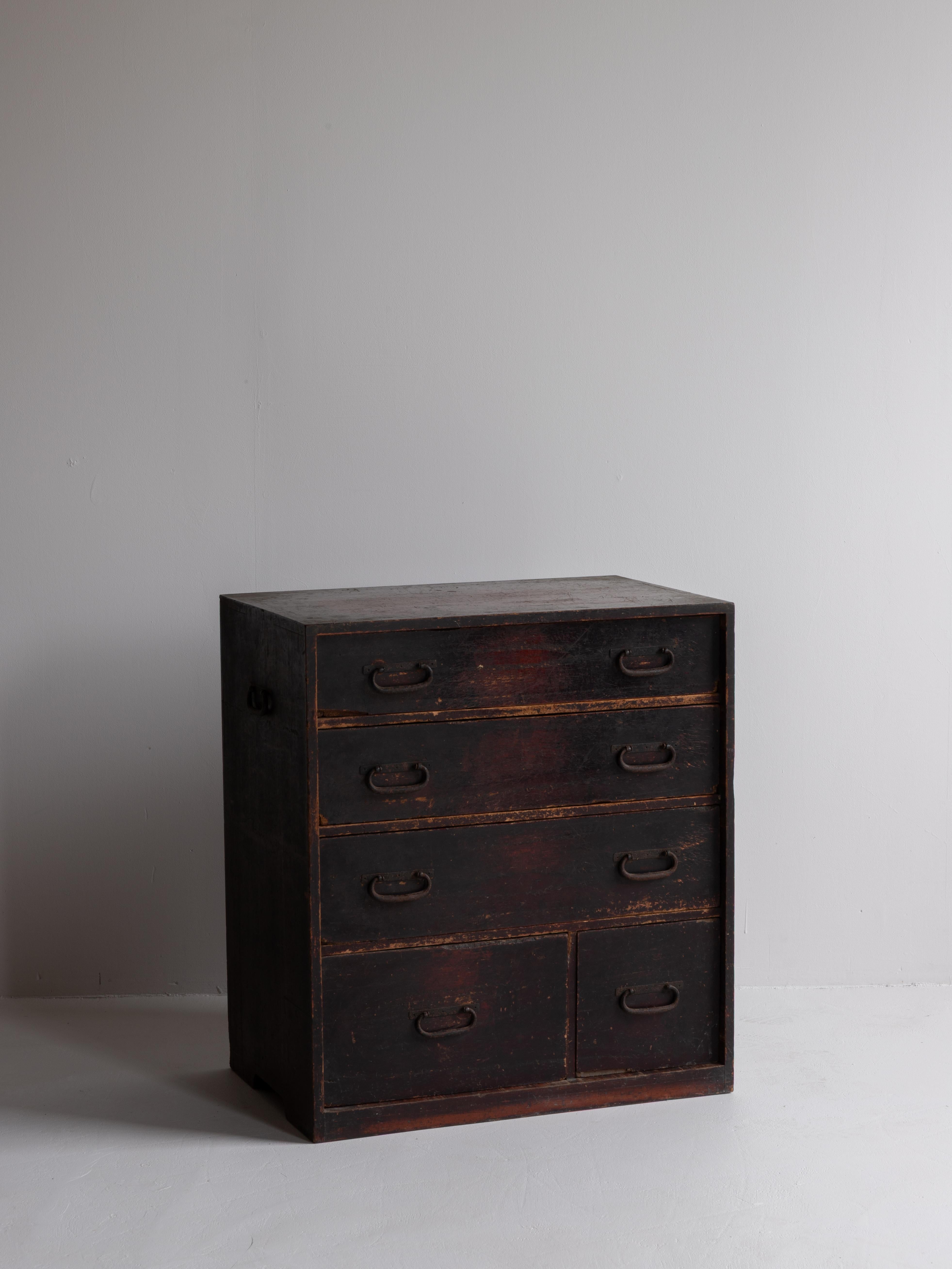 Cassetto antico giapponese 1860-1920 / Tansu Wabi Sabi in vendita 6