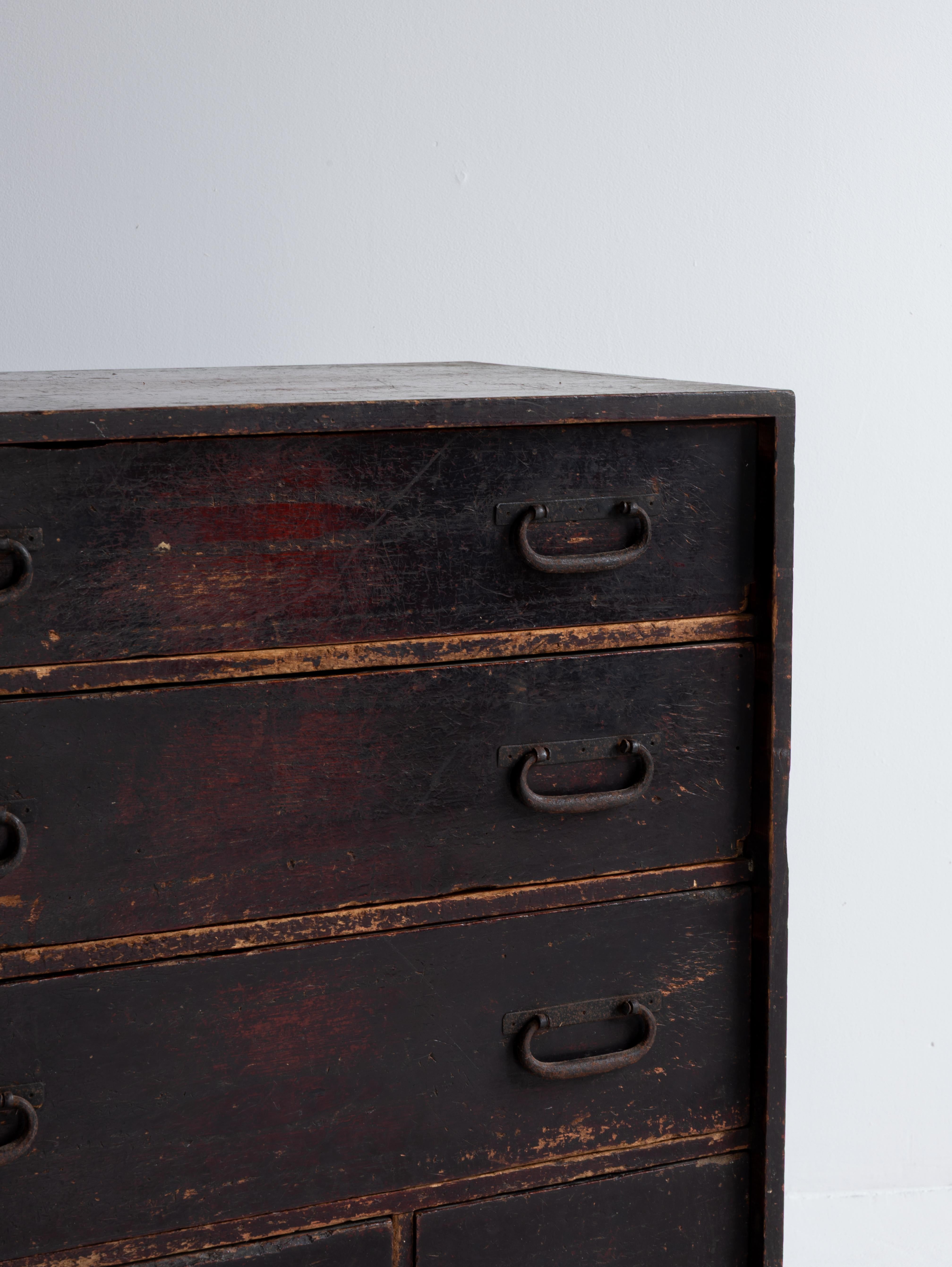 Cassetto antico giapponese 1860-1920 / Tansu Wabi Sabi in vendita 8