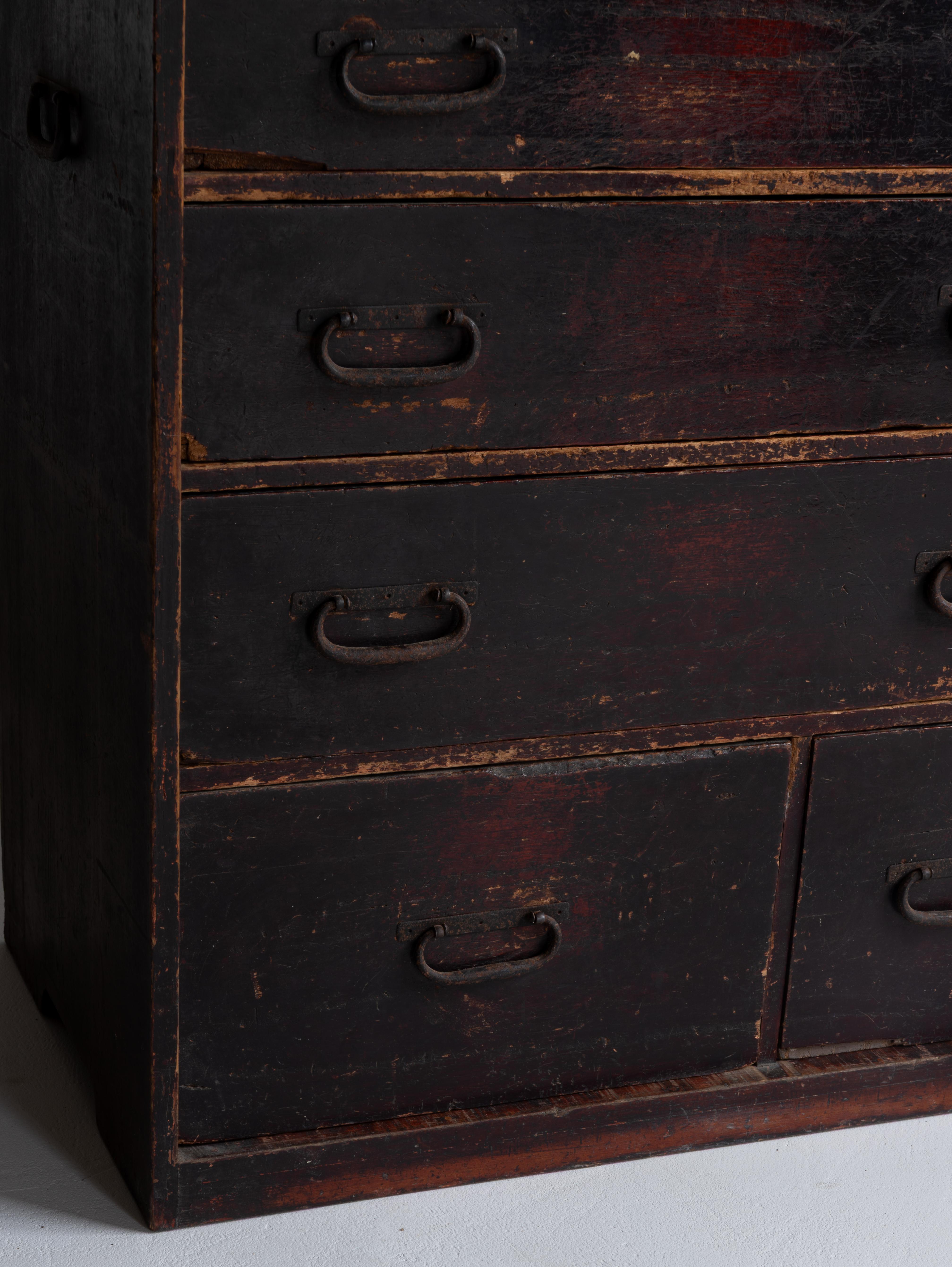 Cassetto antico giapponese 1860-1920 / Tansu Wabi Sabi in vendita 9