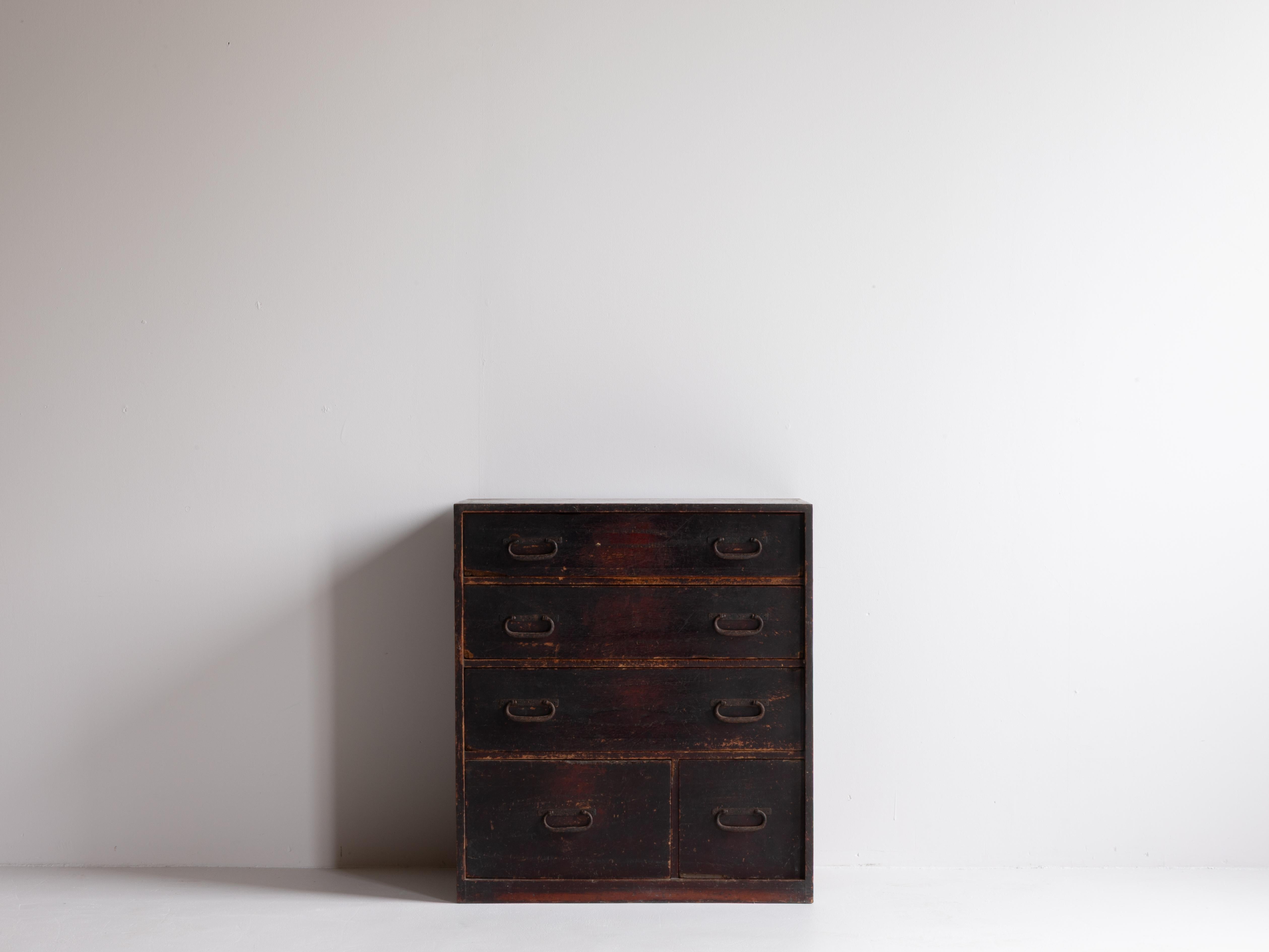 Giapponese Cassetto antico giapponese 1860-1920 / Tansu Wabi Sabi in vendita