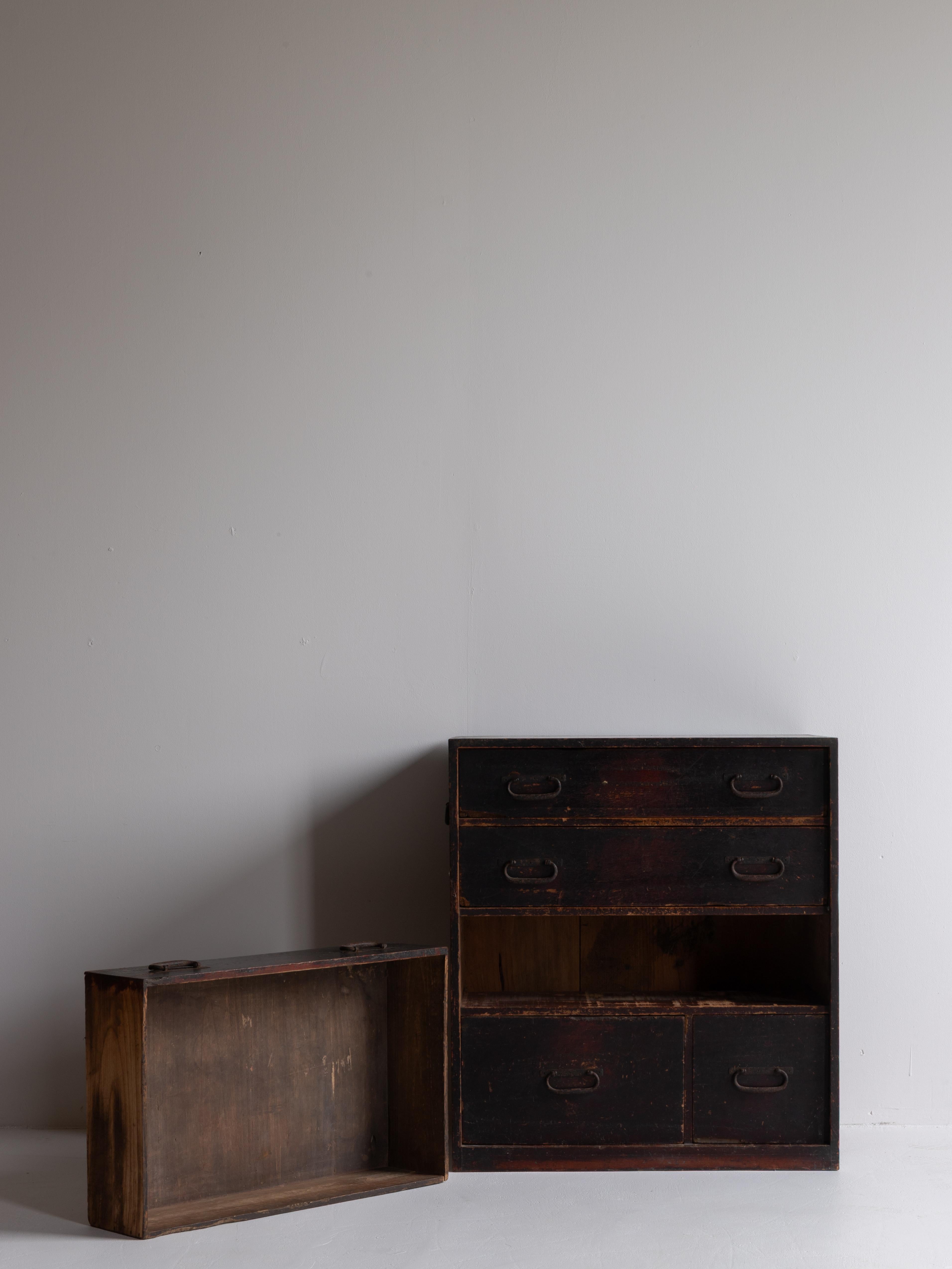 XX secolo Cassetto antico giapponese 1860-1920 / Tansu Wabi Sabi in vendita