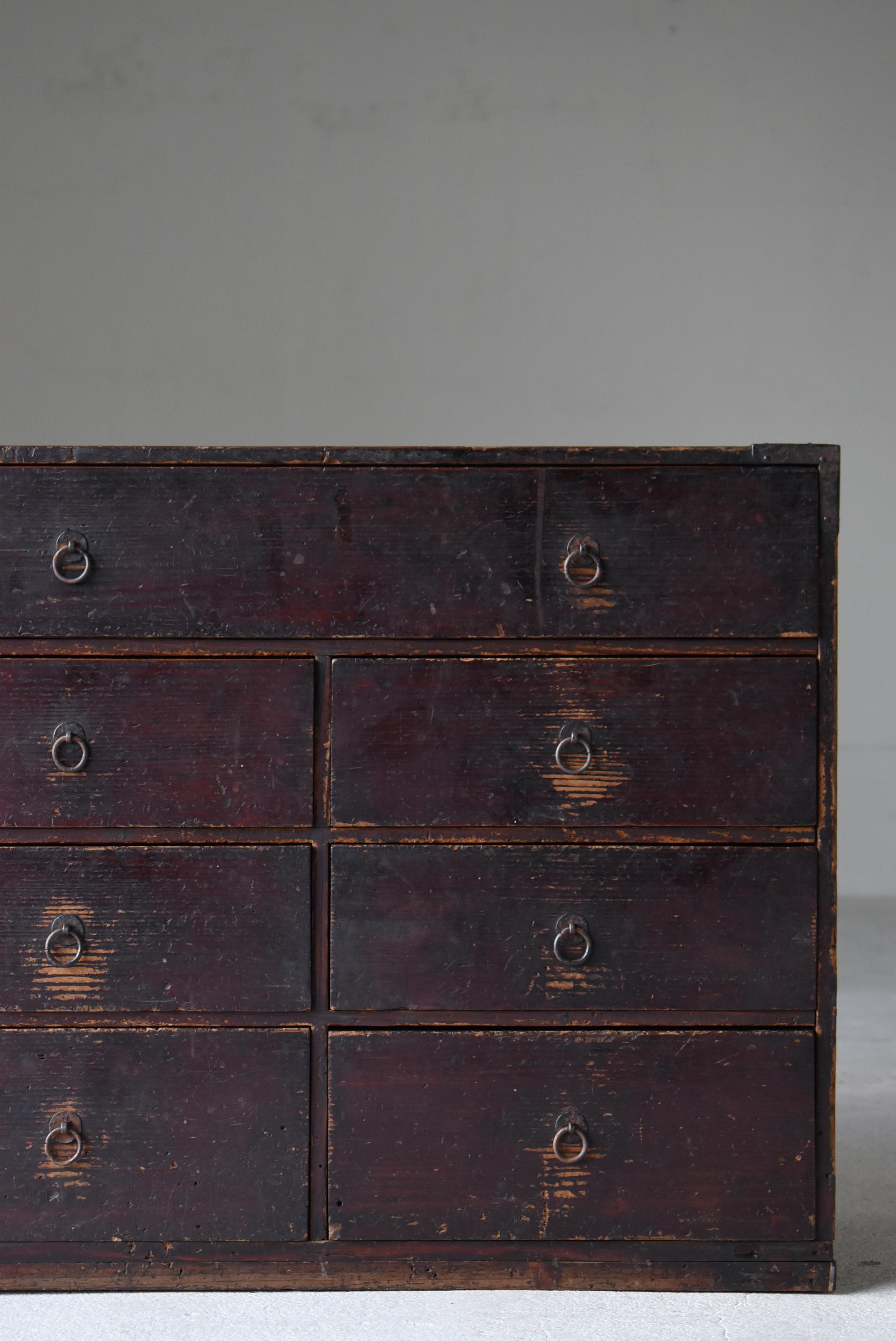 Japonais Coffre à tiroirs japonais ancien 1860s-1920s / Tansu Sideboard Wabi Sabi en vente