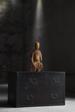 Japanese Antique Drawer Chest 1900s-1920s / Nightstand Wabi Sabi
