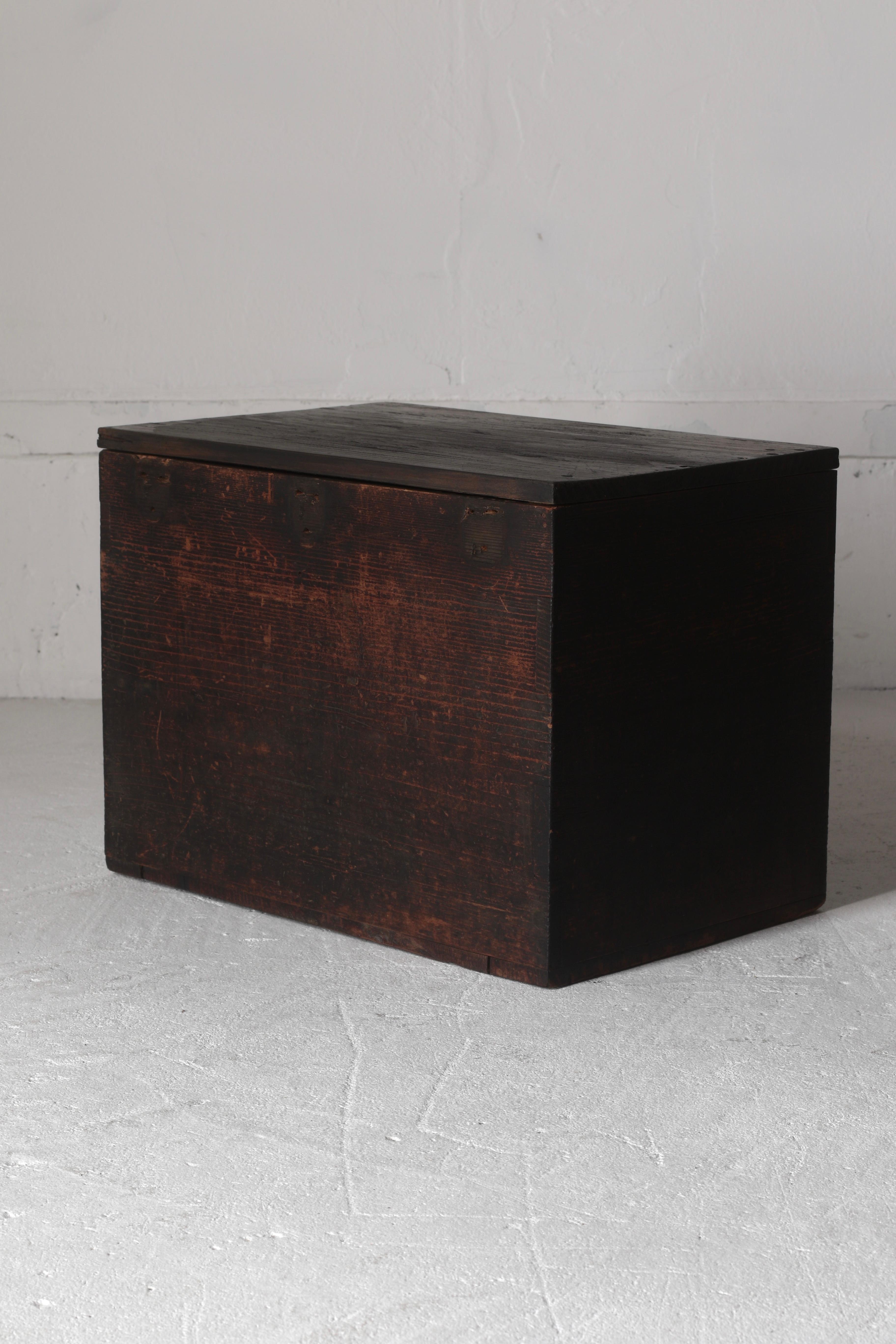 Wood Japanese Antique Black Drawer / Storage / Meiji Period WabiSabi For Sale