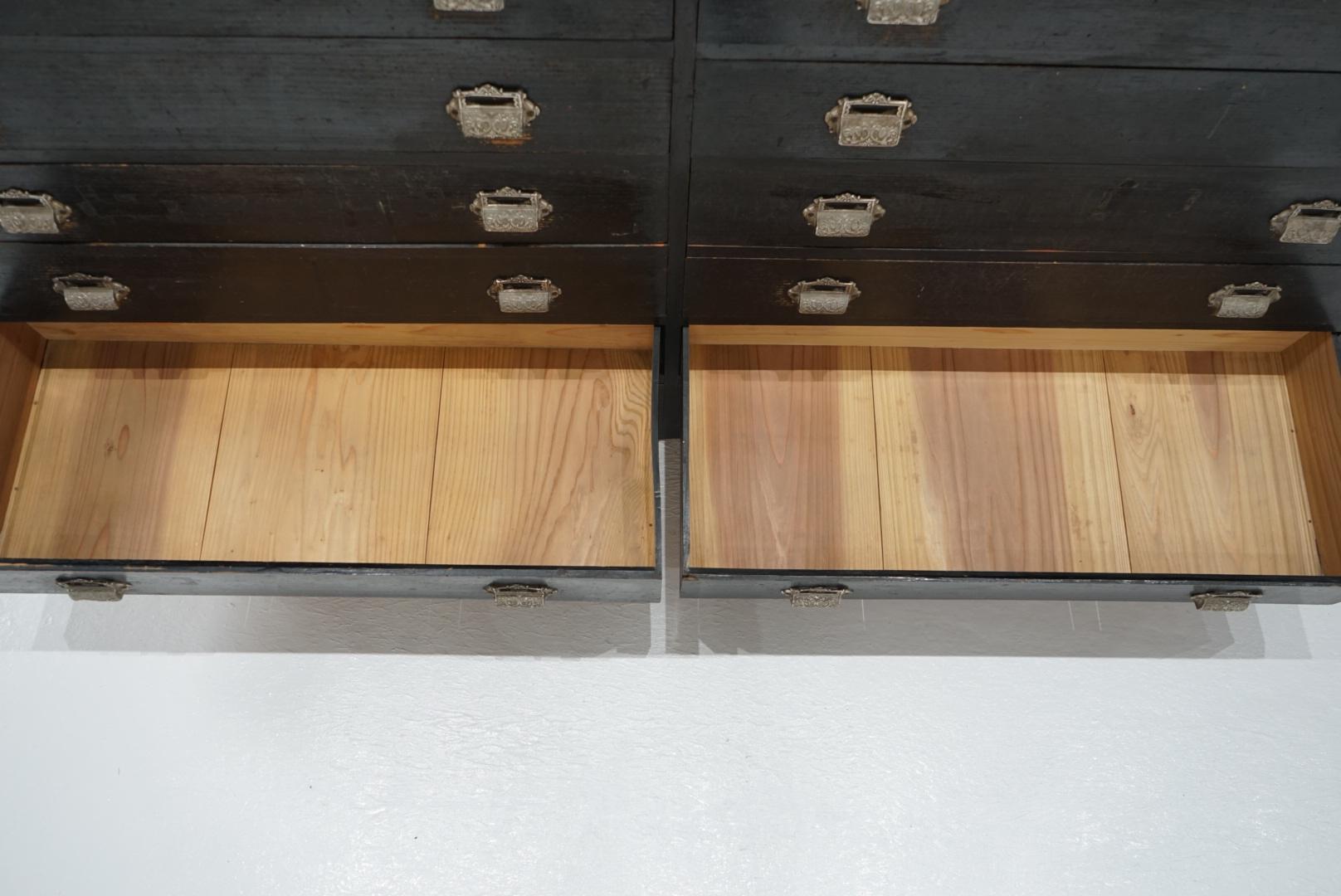Japanese Antique Drawer storage shelf black chest Japandi For Sale 5