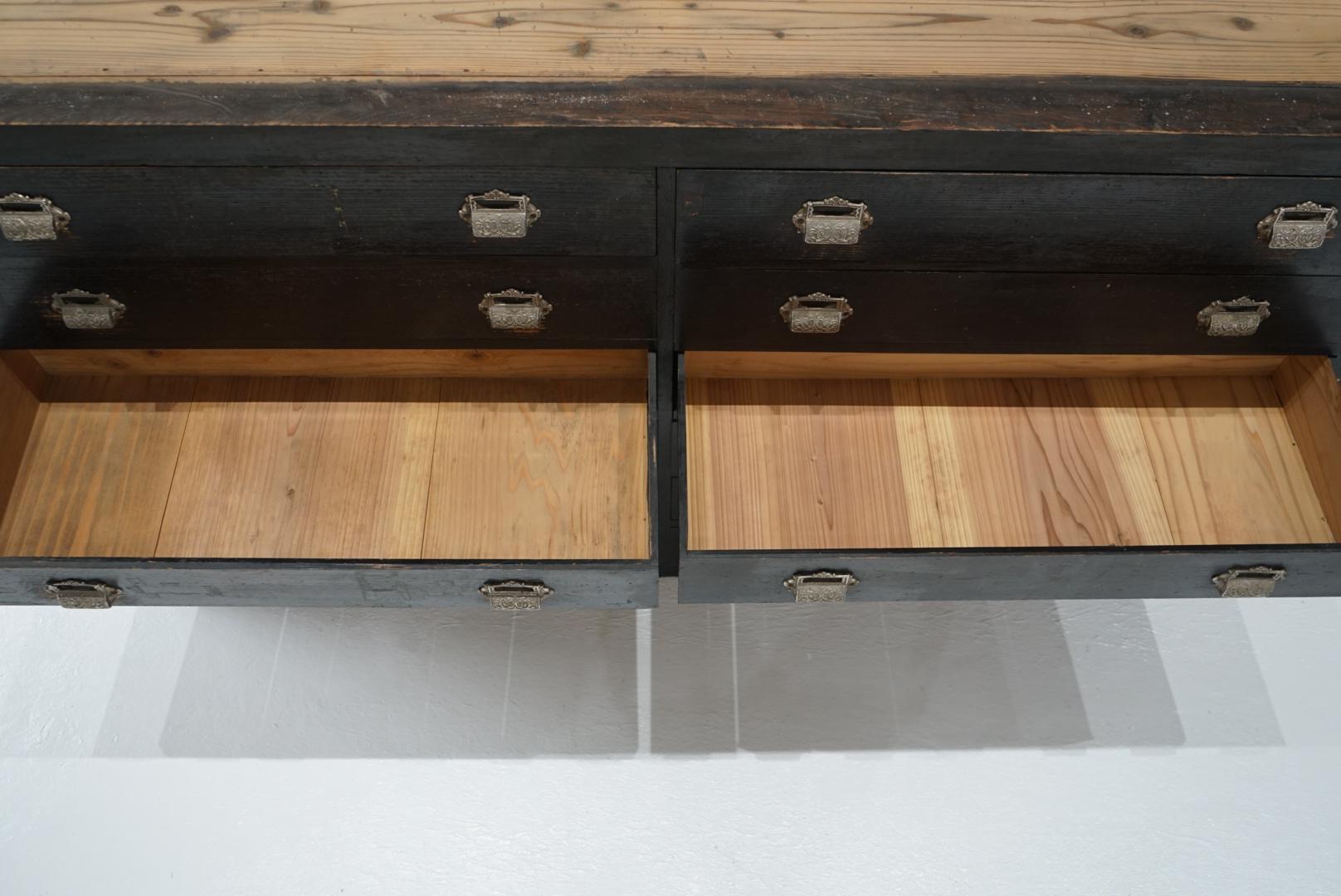 Japanese Antique Drawer storage shelf black chest Japandi For Sale 7