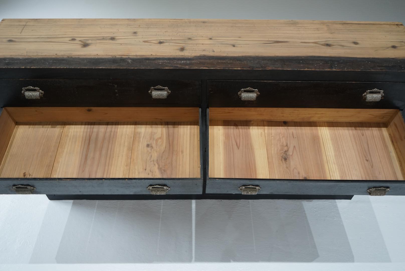 Japanese Antique Drawer storage shelf black chest Japandi For Sale 8