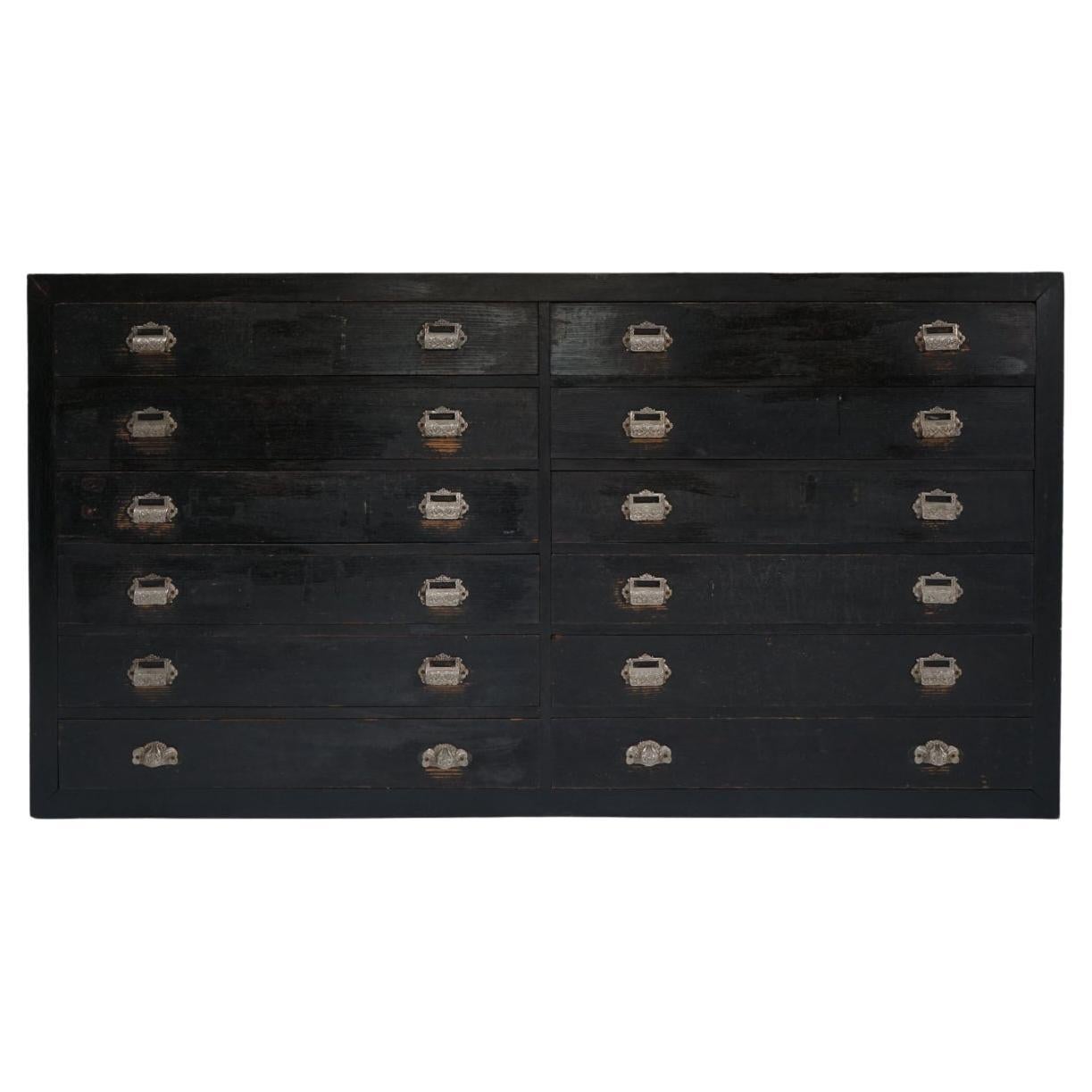 Japanese Antique Drawer storage shelf black chest Japandi