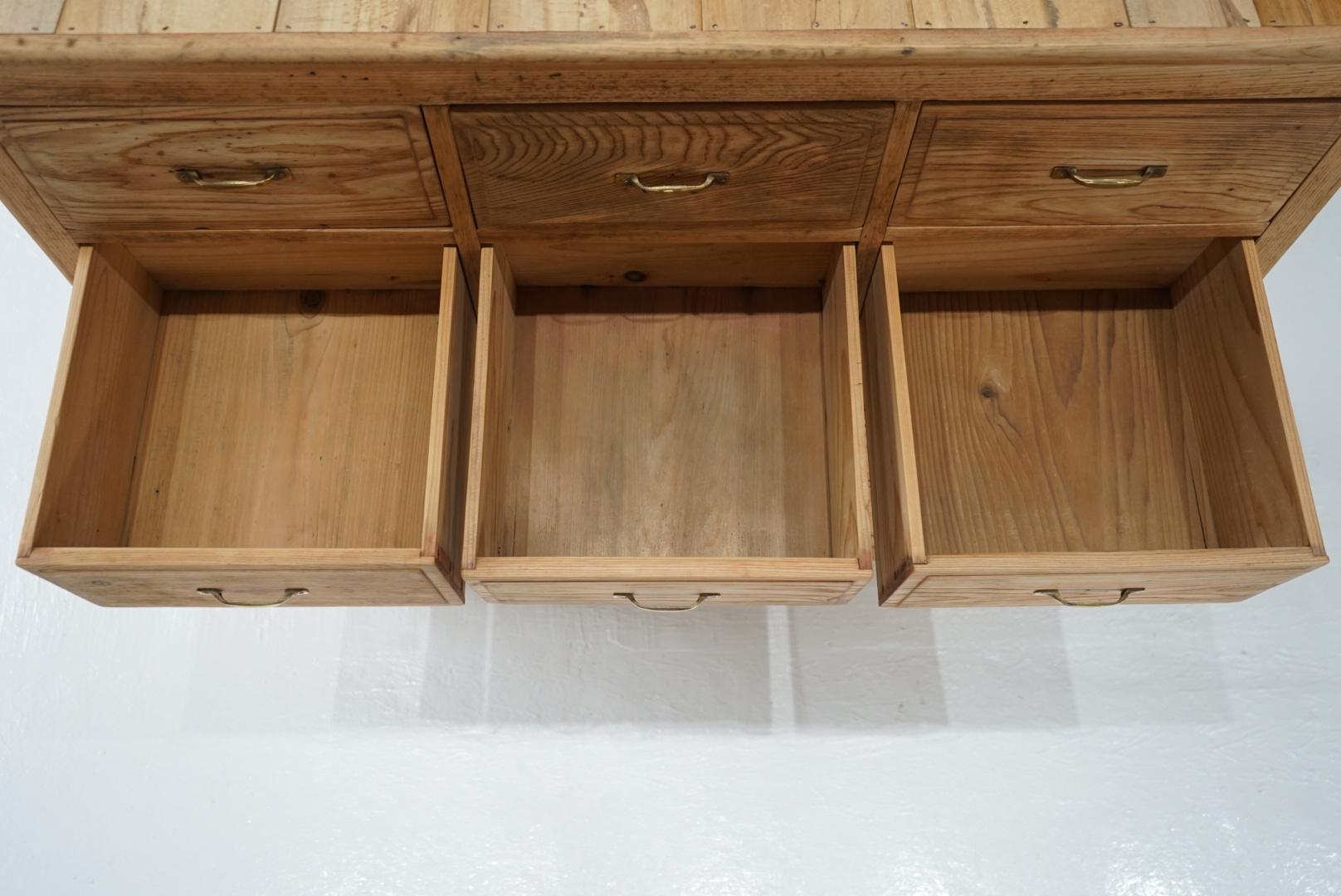 Japanese Antique Drawer storage shelf chest Japandi For Sale 5