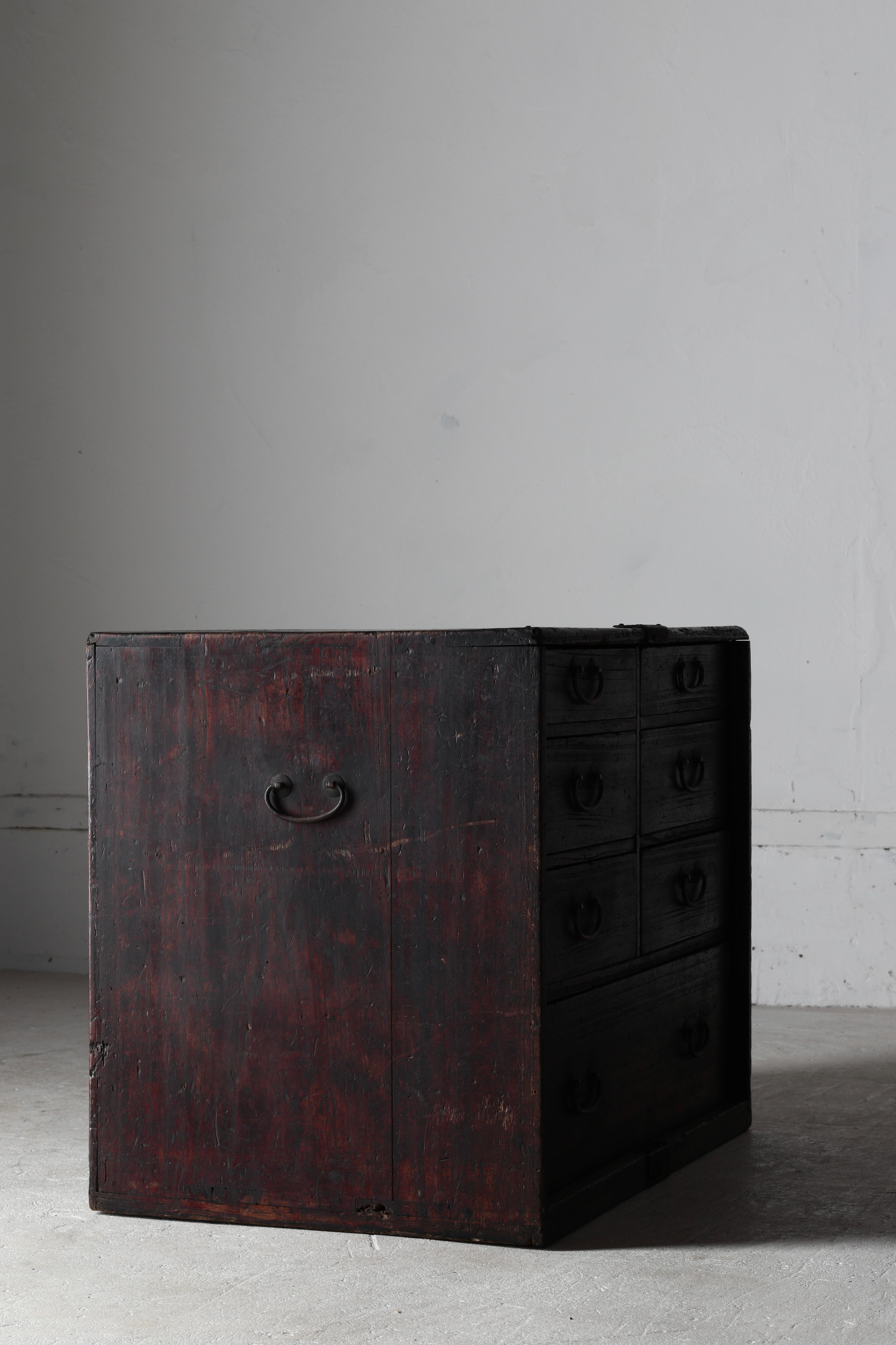 Cassetto antico giapponese / Tansu di stoccaggio / 1868-1912 / Wabi-Sabi Mingei in vendita 3