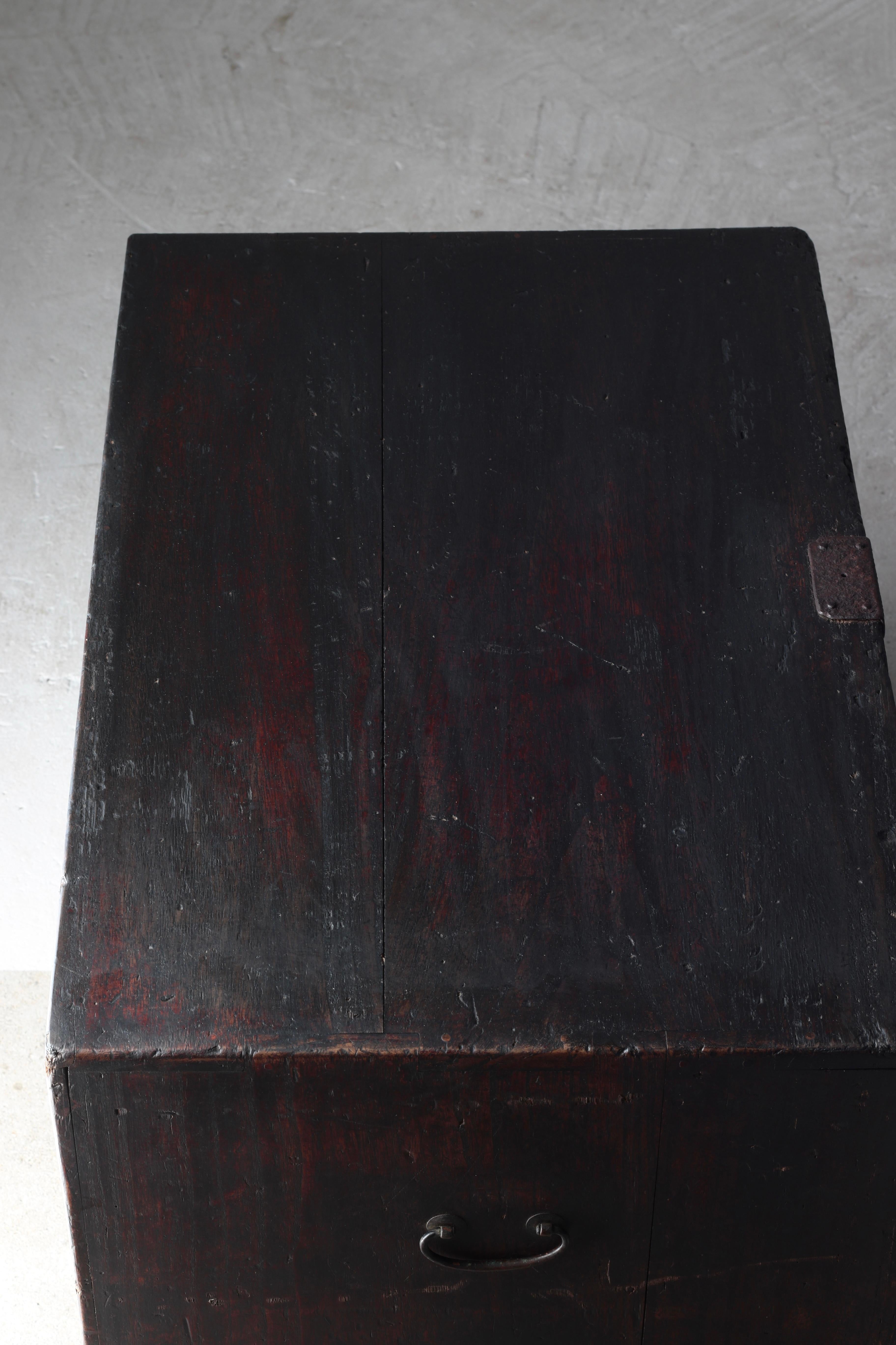 Cassetto antico giapponese / Tansu di stoccaggio / 1868-1912 / Wabi-Sabi Mingei in vendita 4