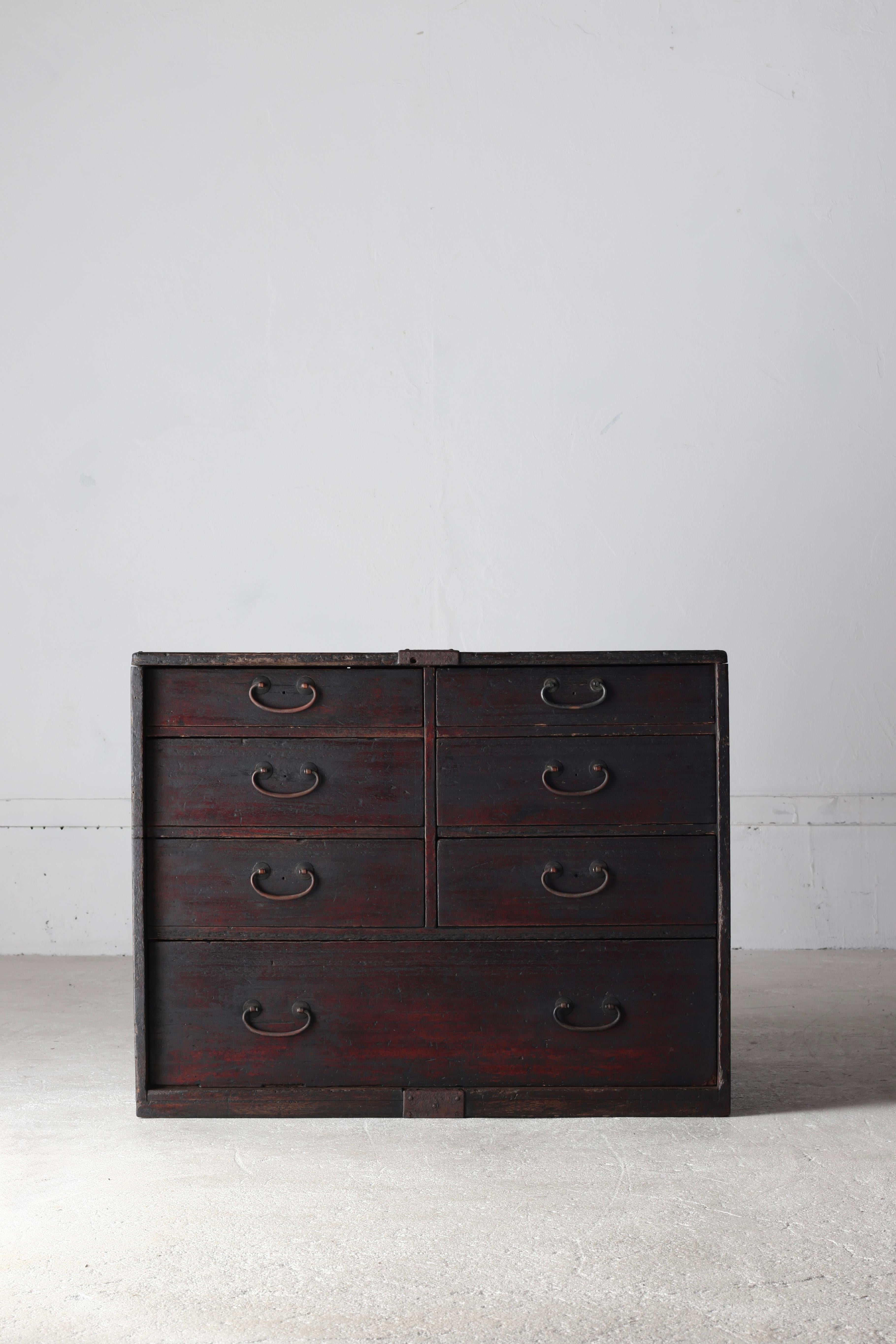 Cassetto antico giapponese / Tansu di stoccaggio / 1868-1912 / Wabi-Sabi Mingei in vendita 12